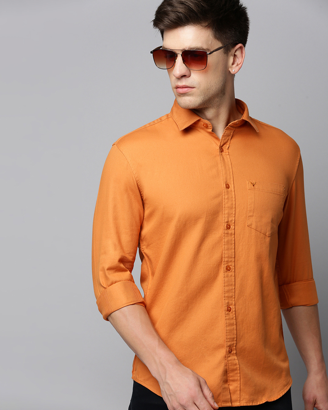 Buy Men's Orange Slim Fit Shirt for Men Orange Online at Bewakoof