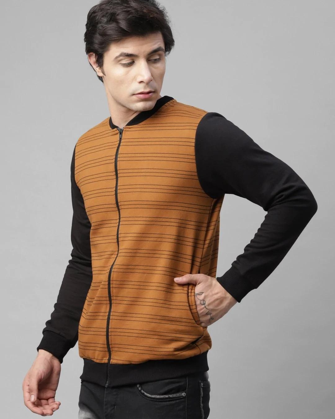 Shop Men's Orange Striped Jacket-Back