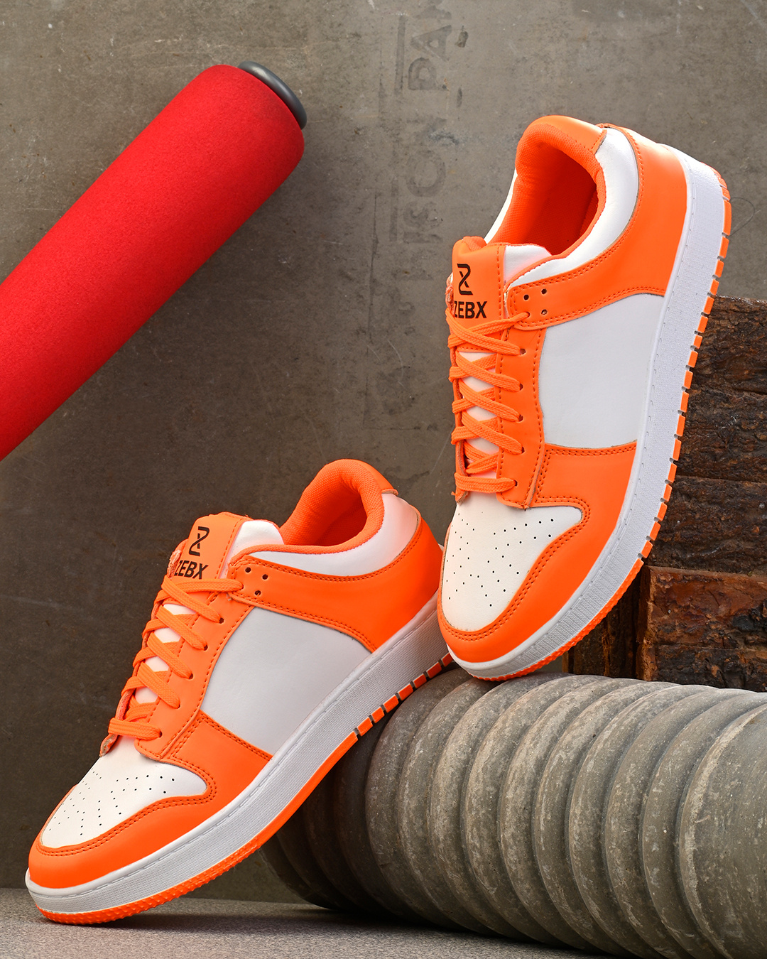 Buy Men's Orange & White Color Block Casual Shoes Online in 