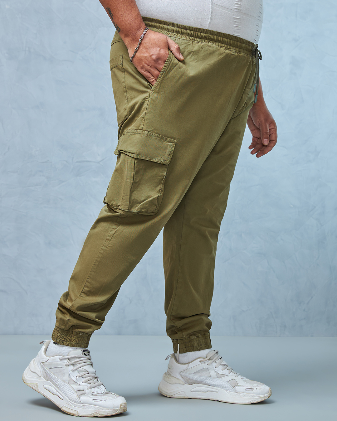 Shop Men's Green Plus Size Cargo Jogger Pants-Back
