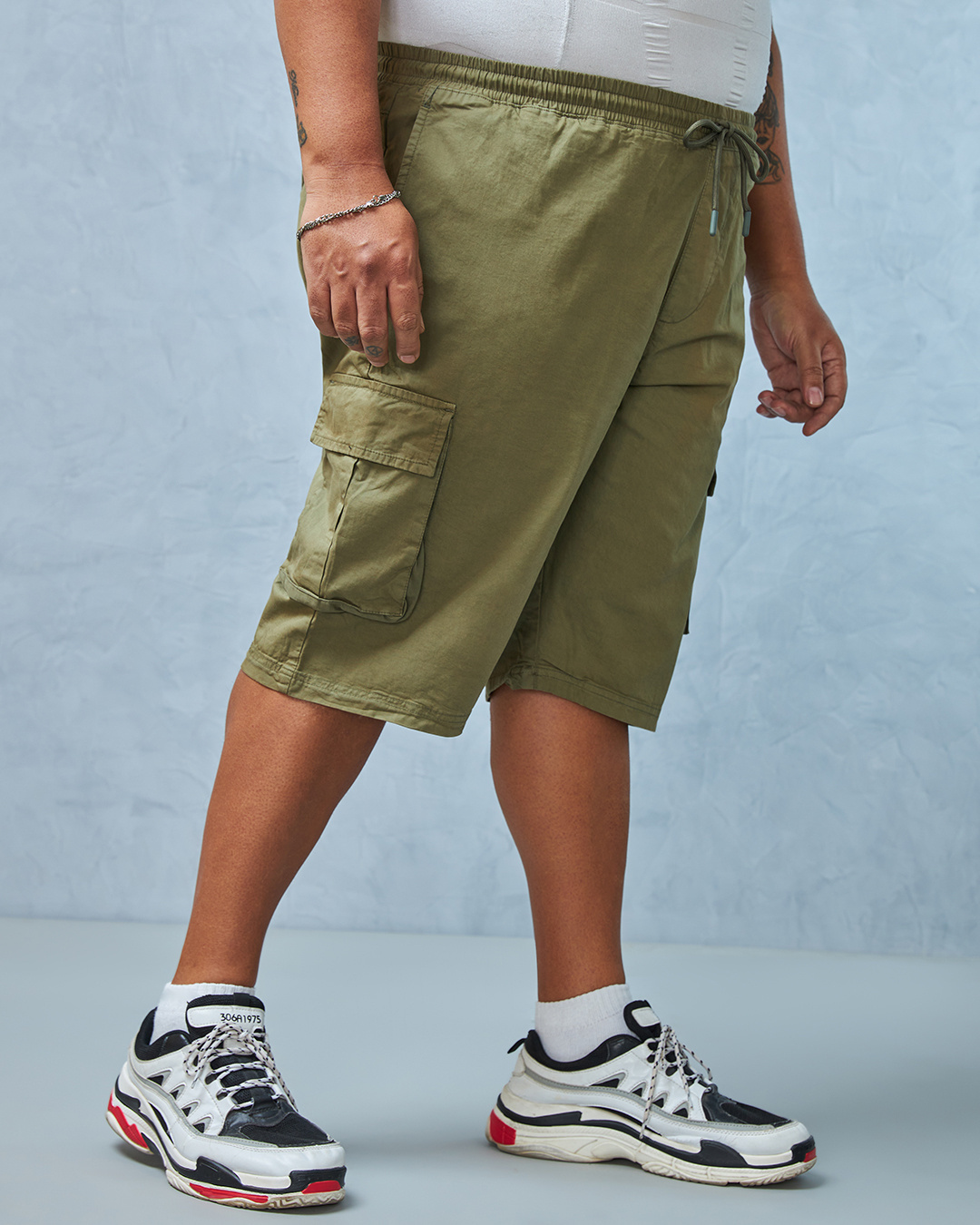 Shop Men's Green Plus Size Cargo Shorts-Back