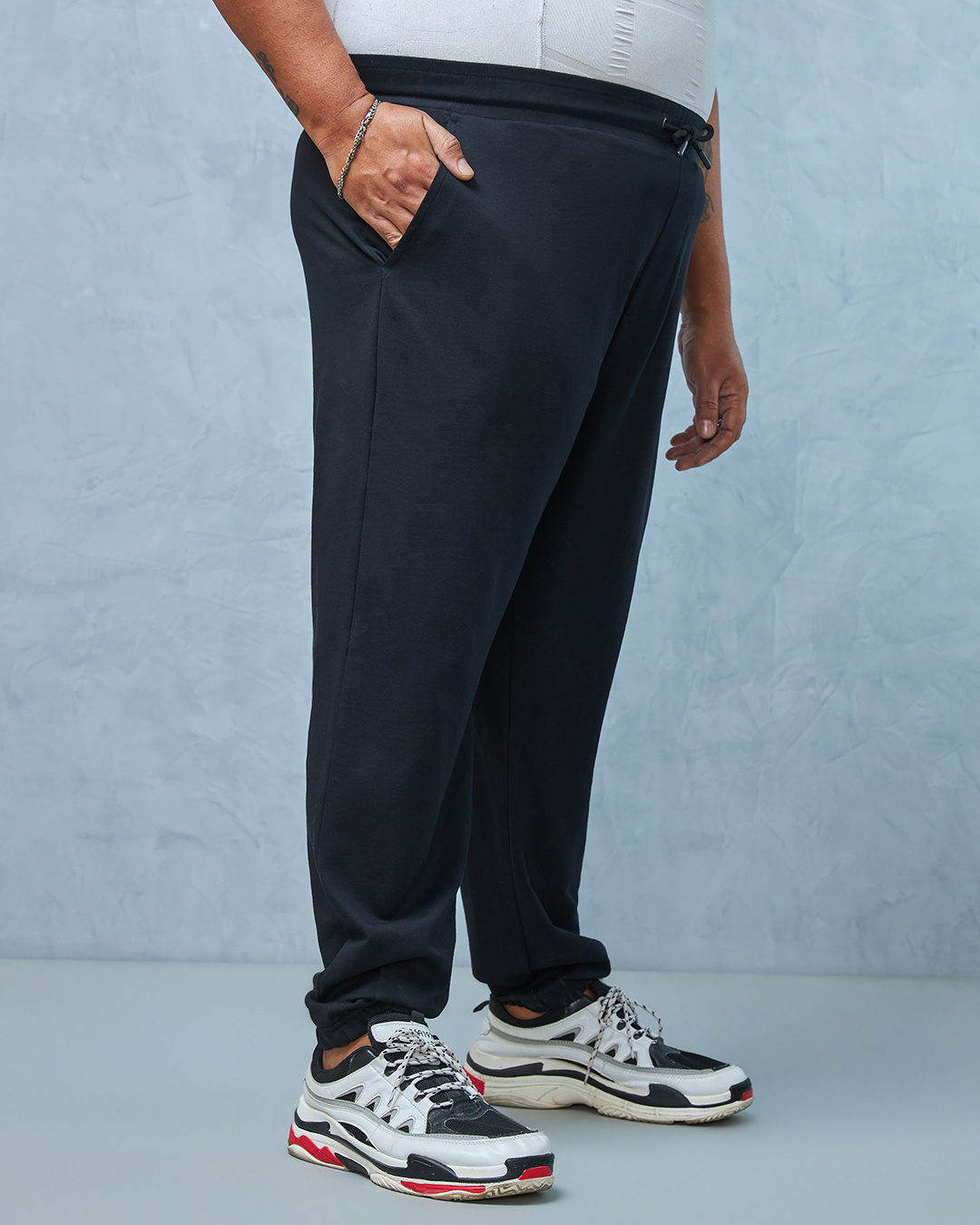 Shop Men's Black Oversized Plus Size Joggers-Back