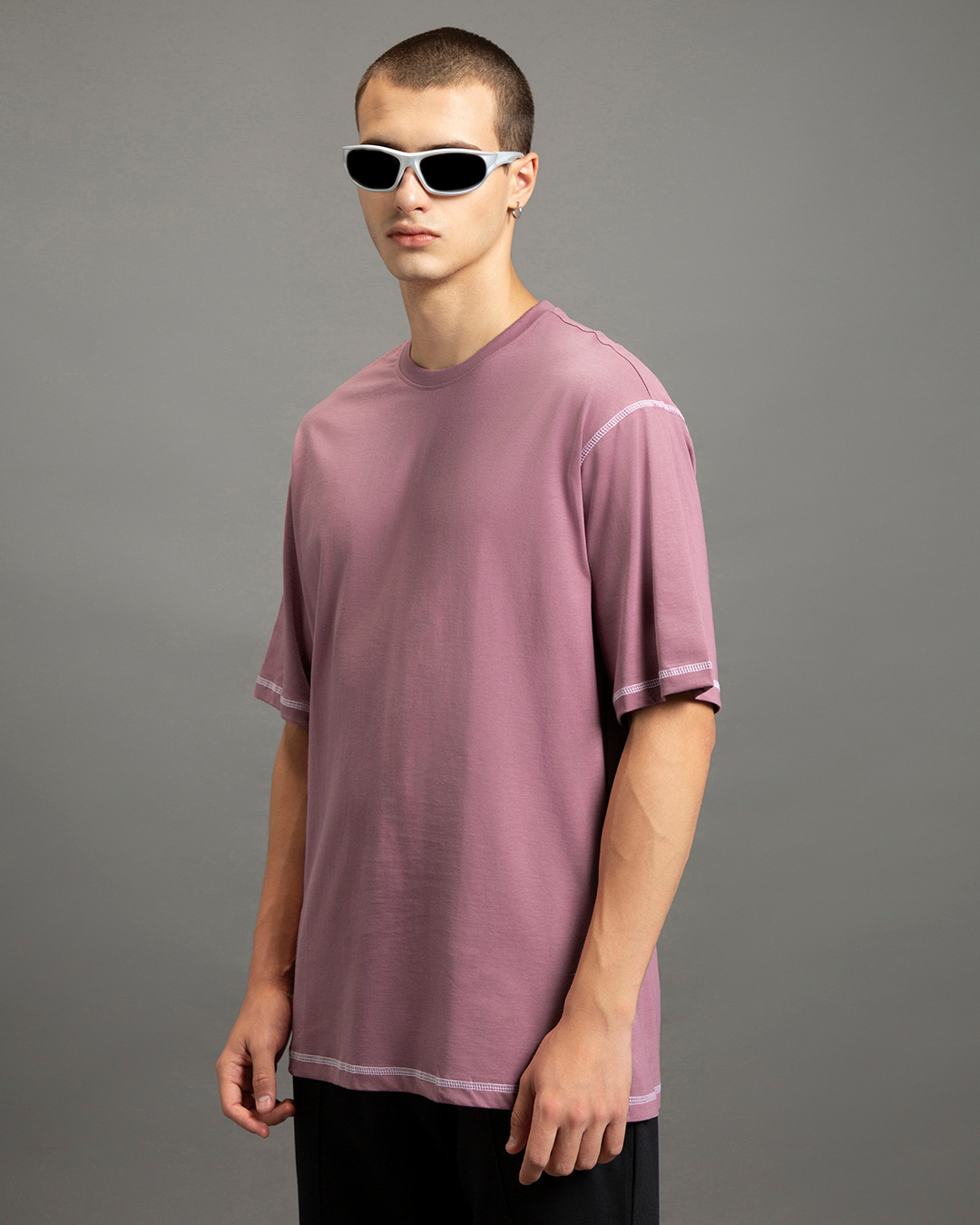 Shop Men's Purple Oversized T-shirt-Back