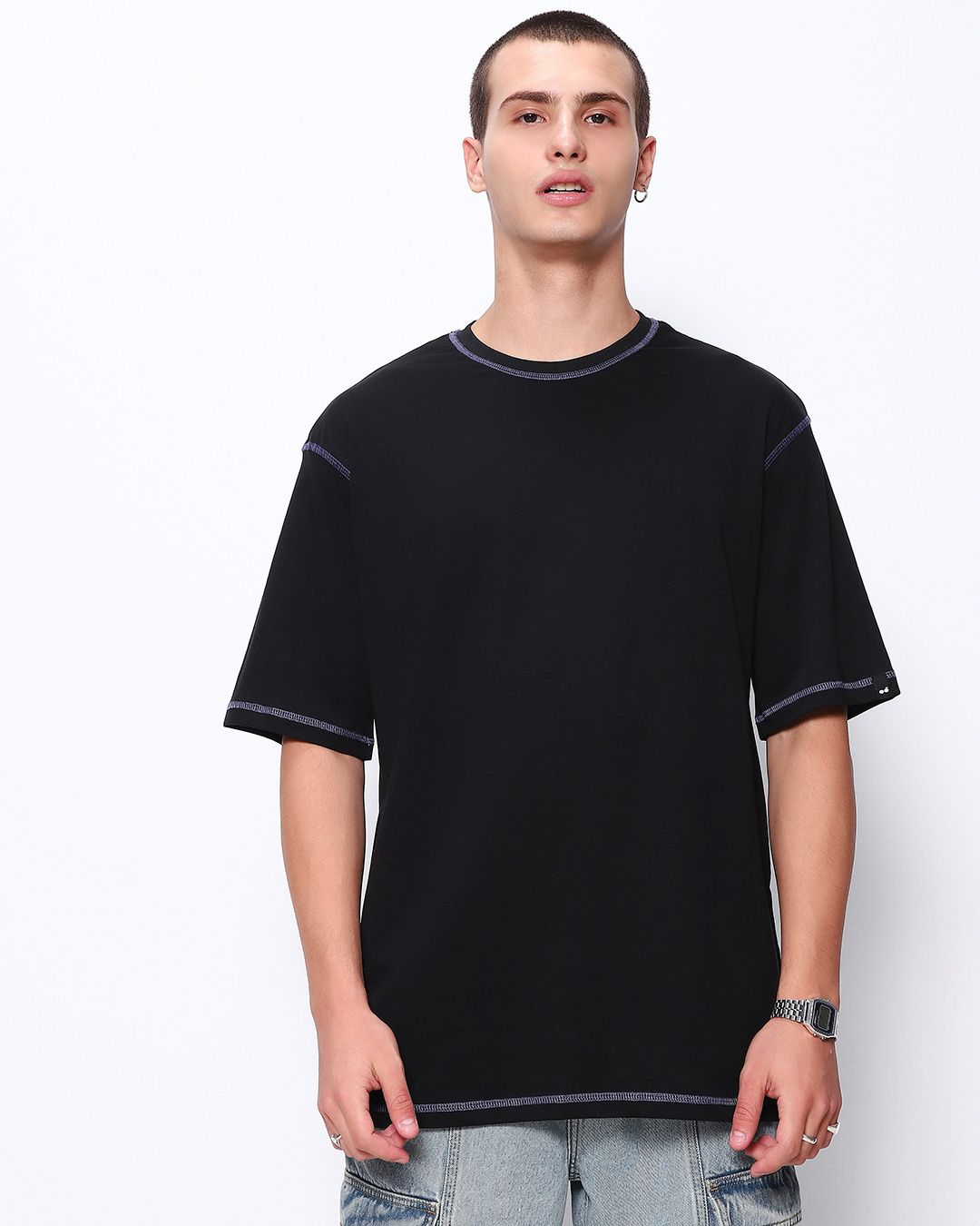 Buy Men's Black Oversized T-shirt Online at Bewakoof