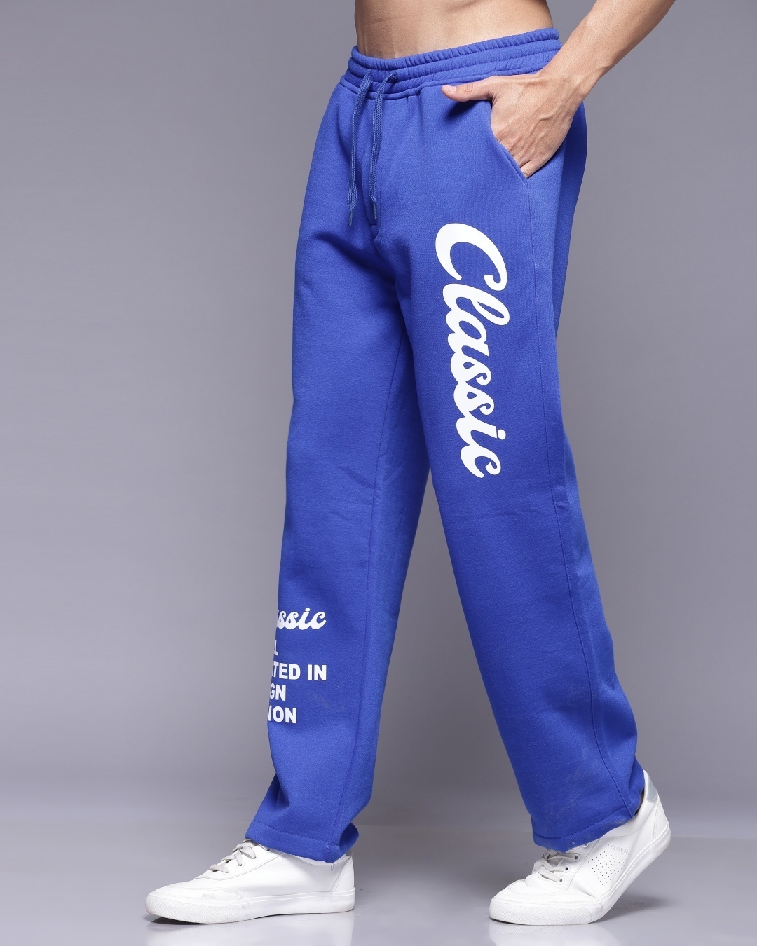 Shop Men's Pageant Blue Typography Relaxed Fit Track Pants-Back