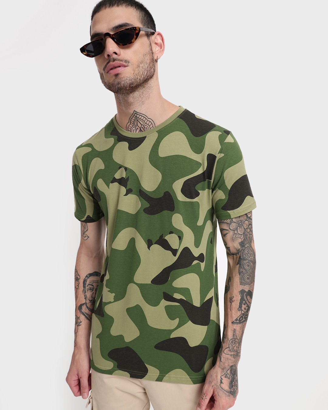 Buy Men's Green Camo Printed T-shirt Online at Bewakoof