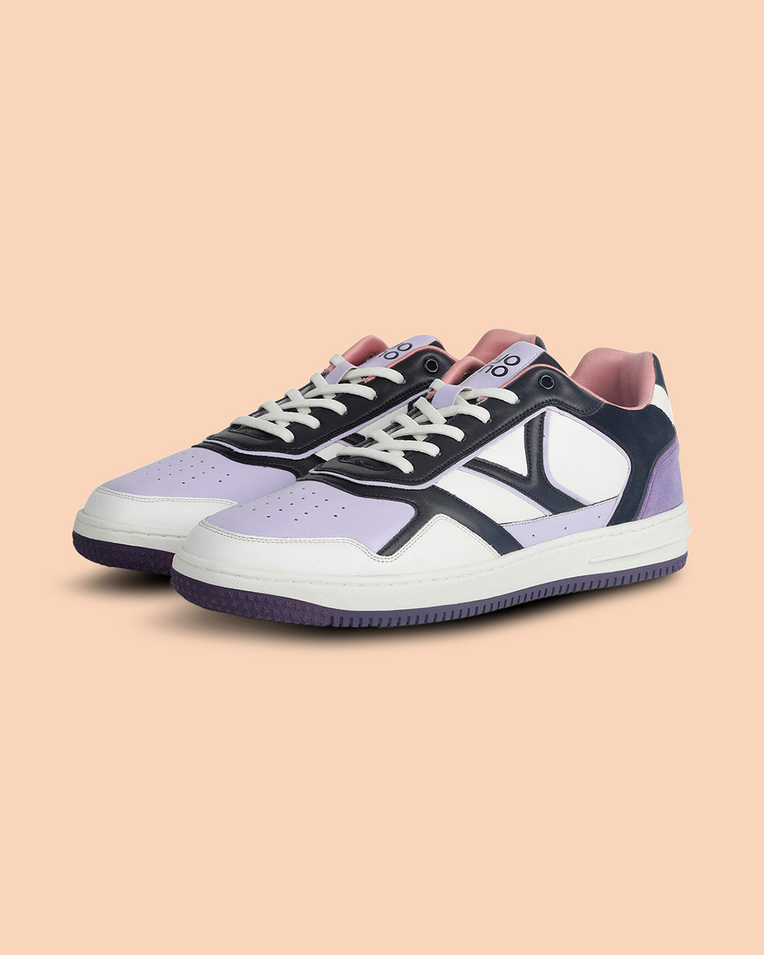 Shop Men's Pastel Lavender & White Colorblock Sneakers-Back