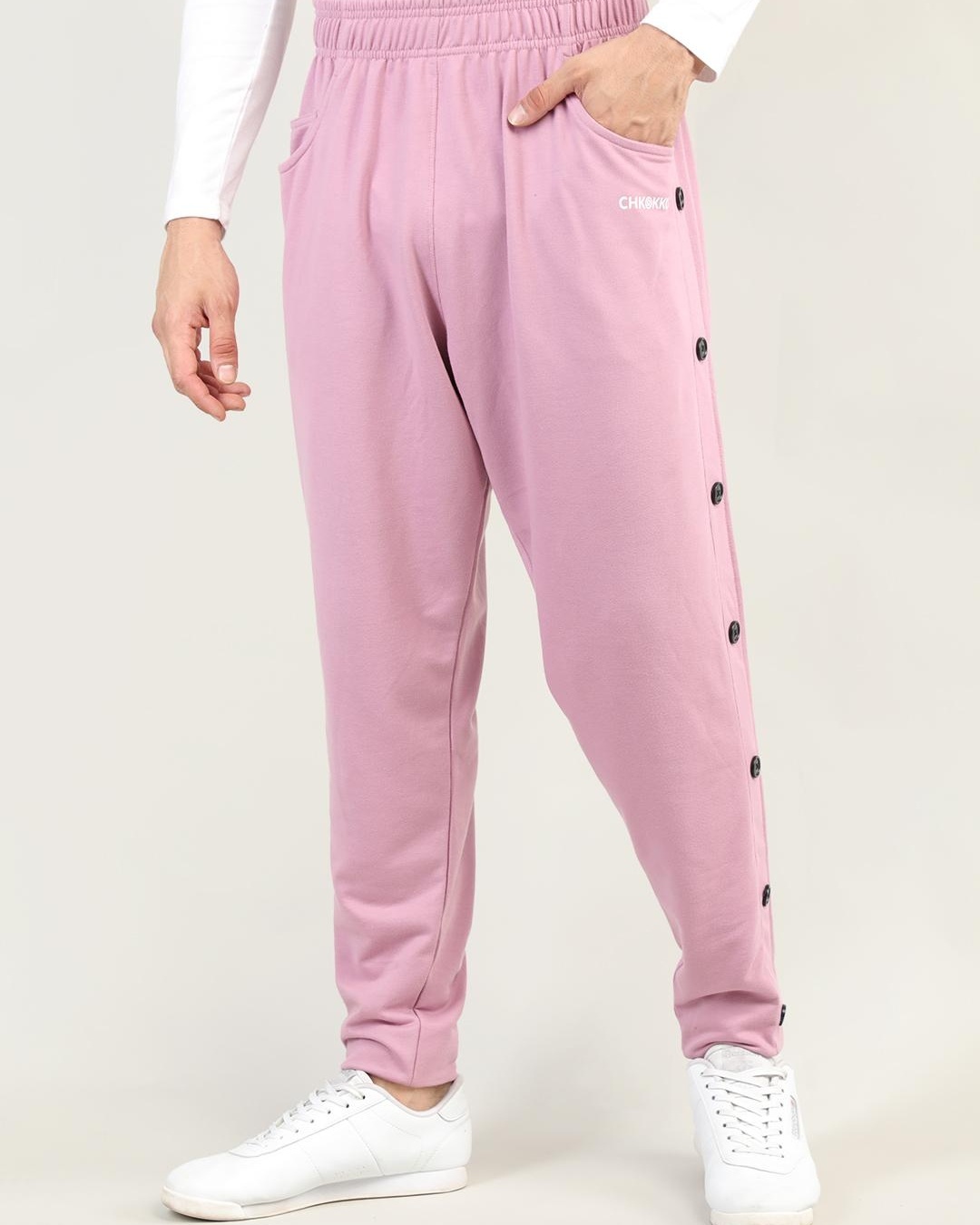 Shop Men's Pastel Pink Track Pants-Back