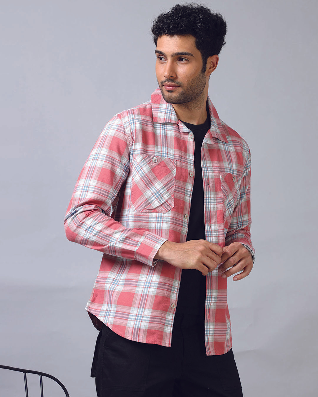 Buy Mens Pastel Pink And White Checked Shirt Online At Bewakoof