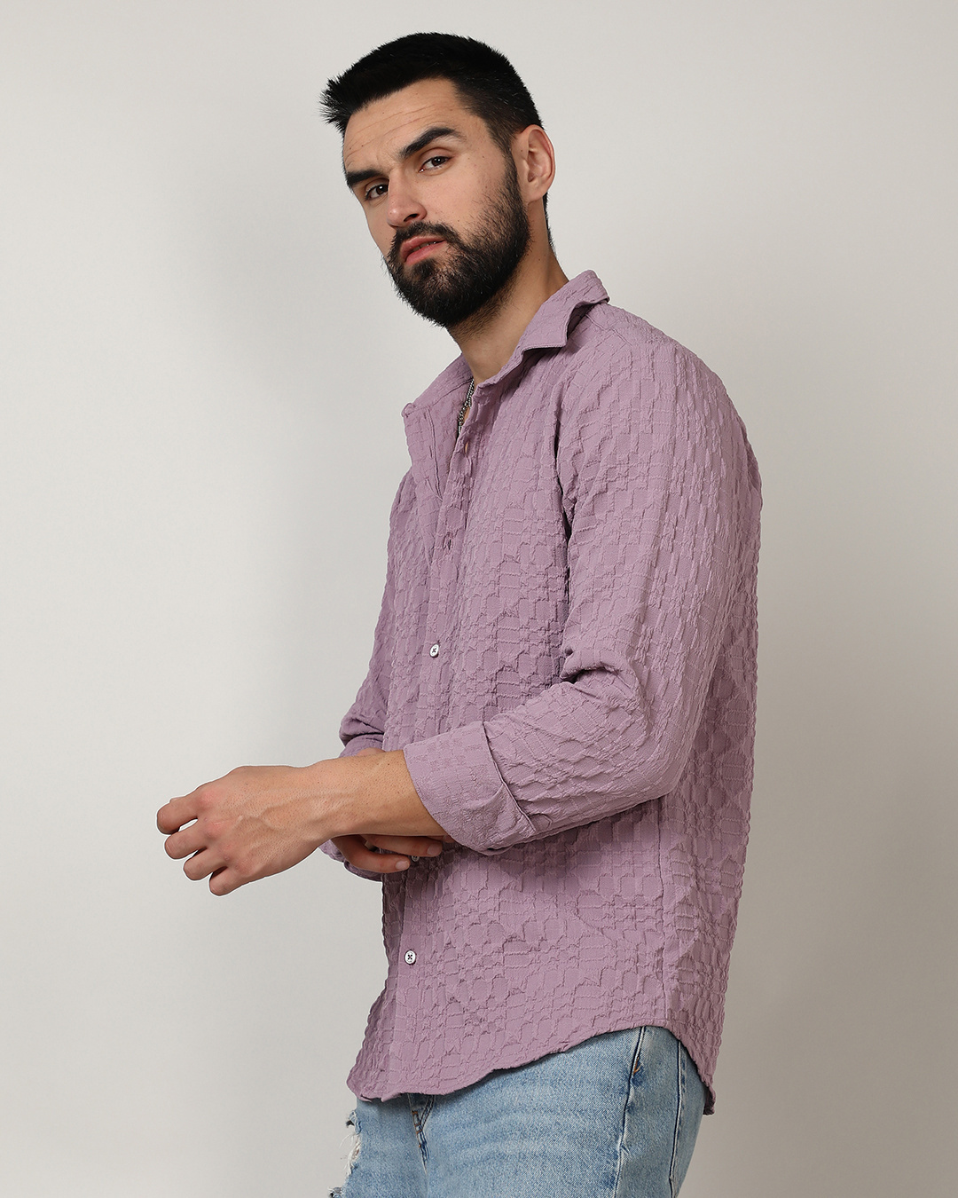 Shop Men's Periwinkle Purple Textured Shirt-Back