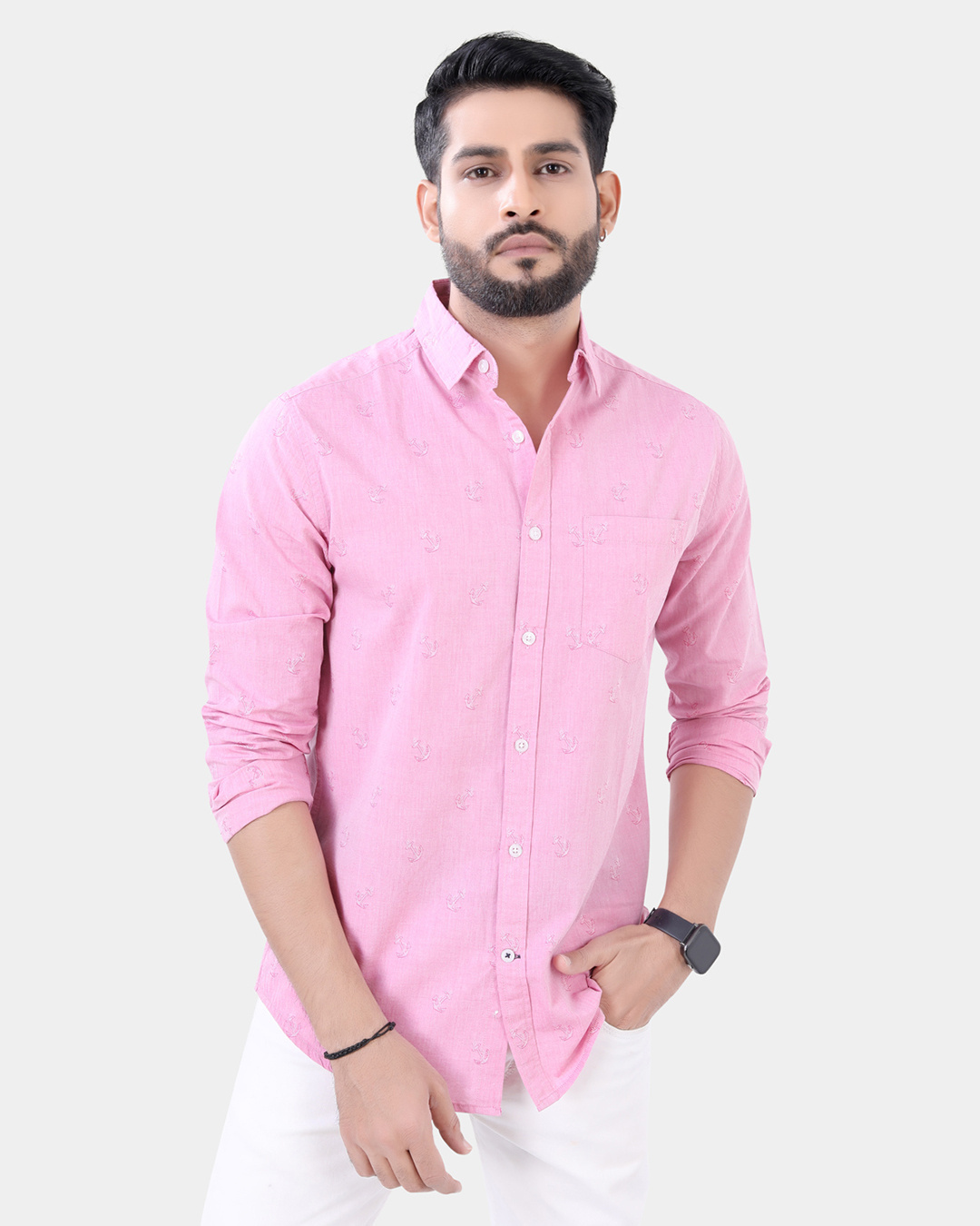 Shop Men's Pink Anchor Printed Shirt-Back