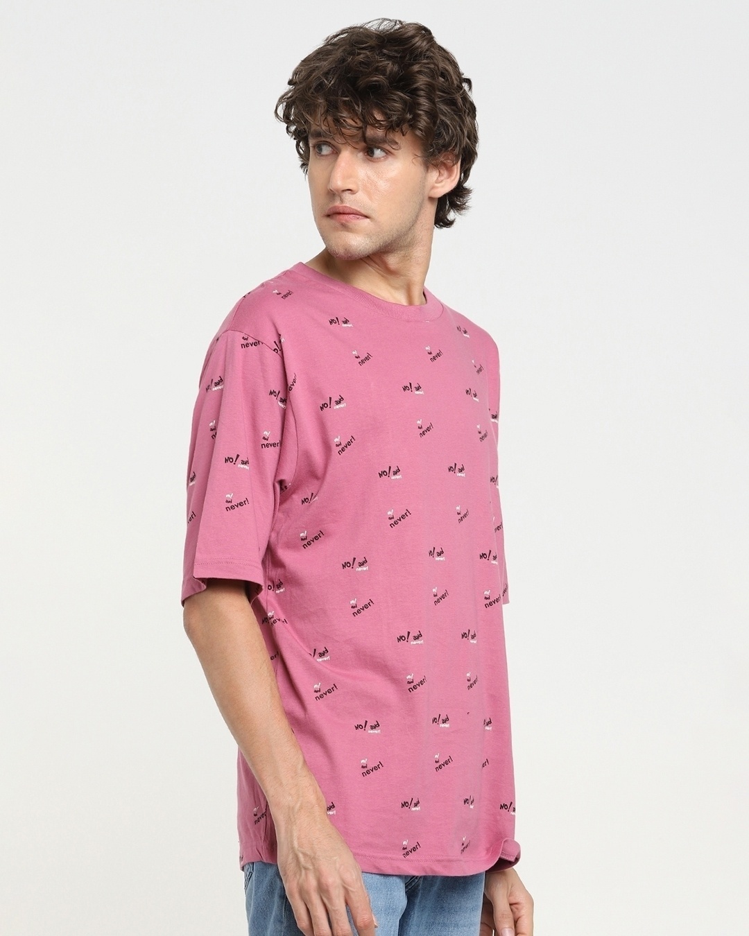 Shop Men's Pink AOP Oversized T-shirt-Back
