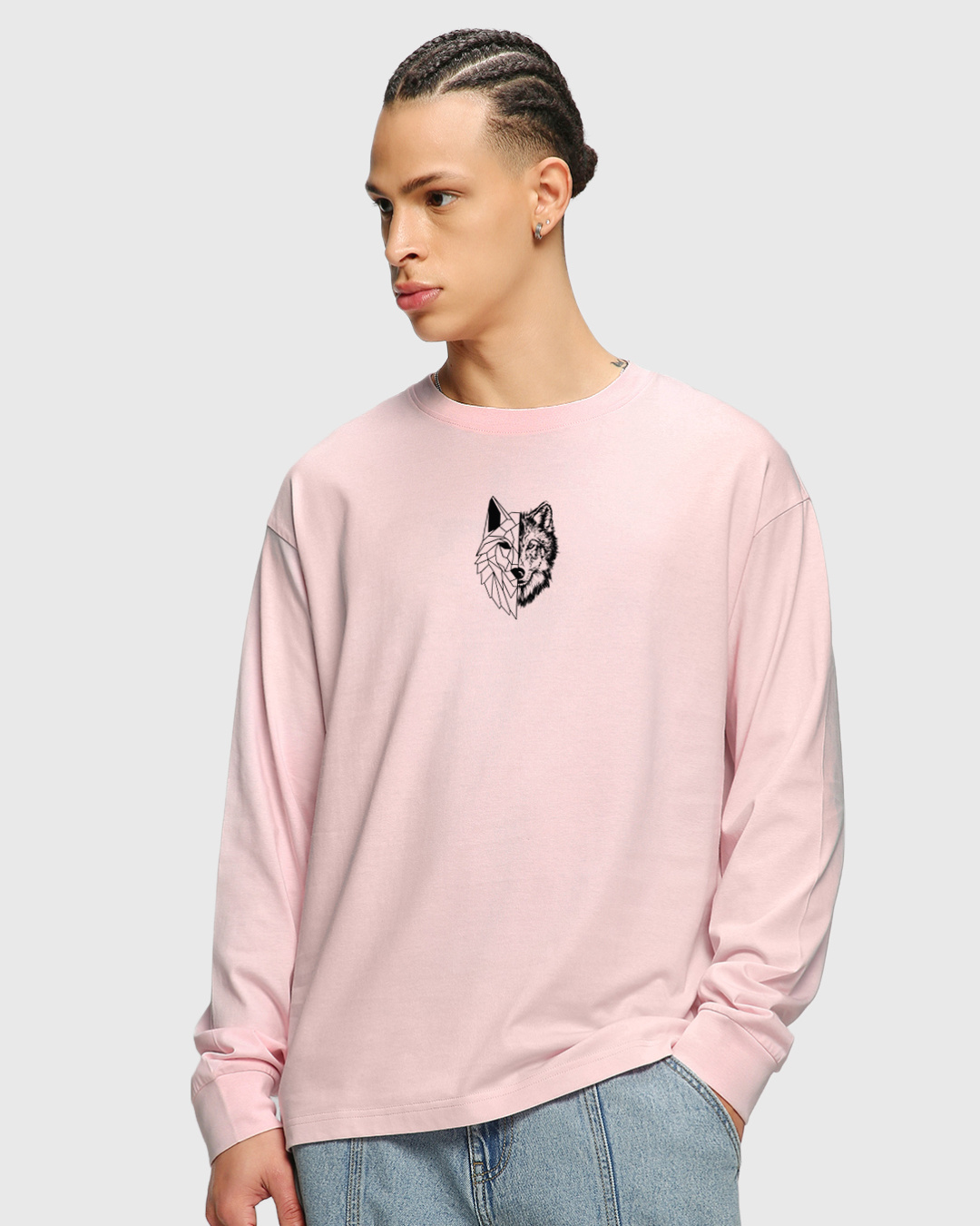 Shop Men's Pink Beast Within Graphic Printed Oversized T-shirt-Back
