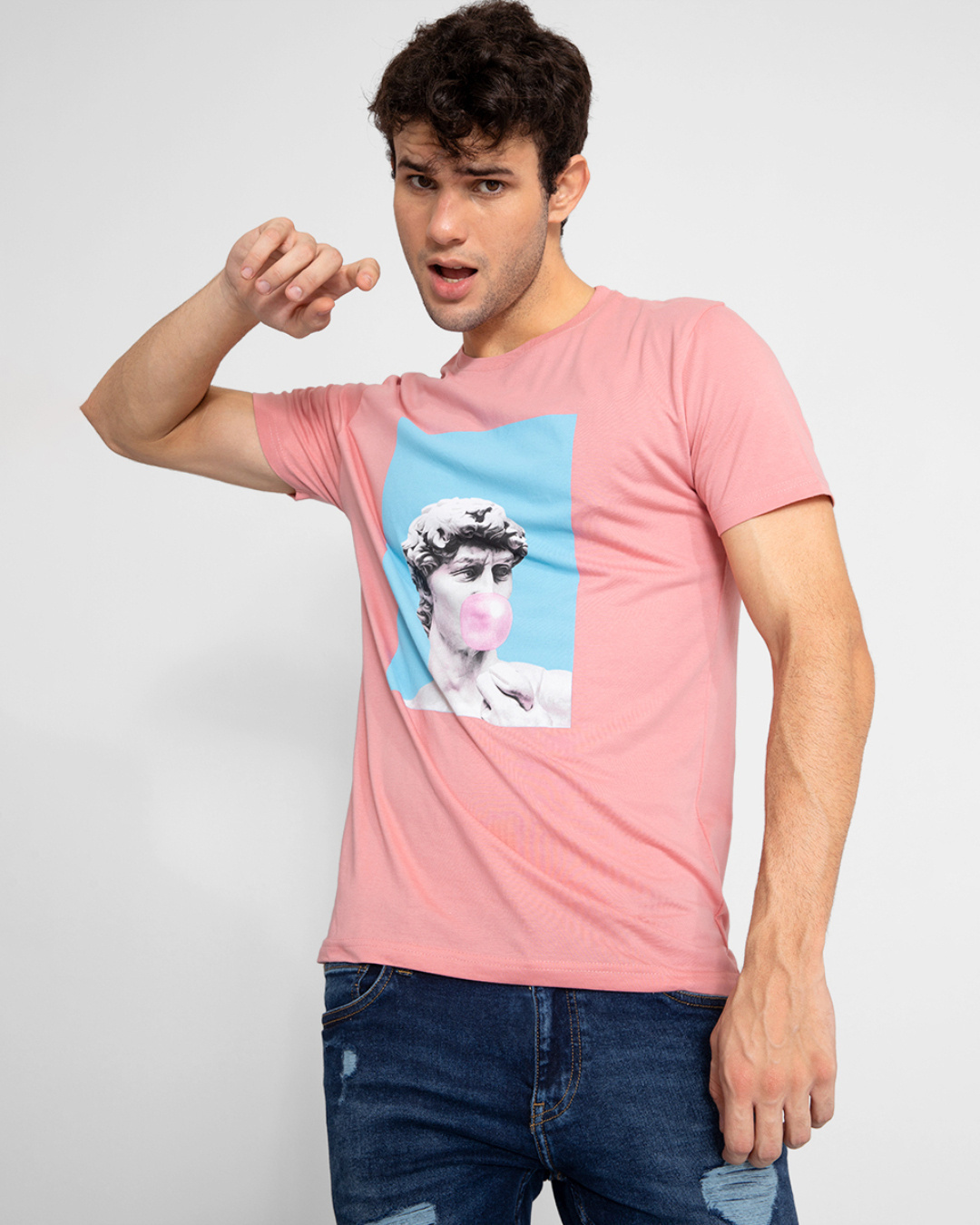 Shop Men's Pink Bubble Pop Graphic Printed T-shirt-Back