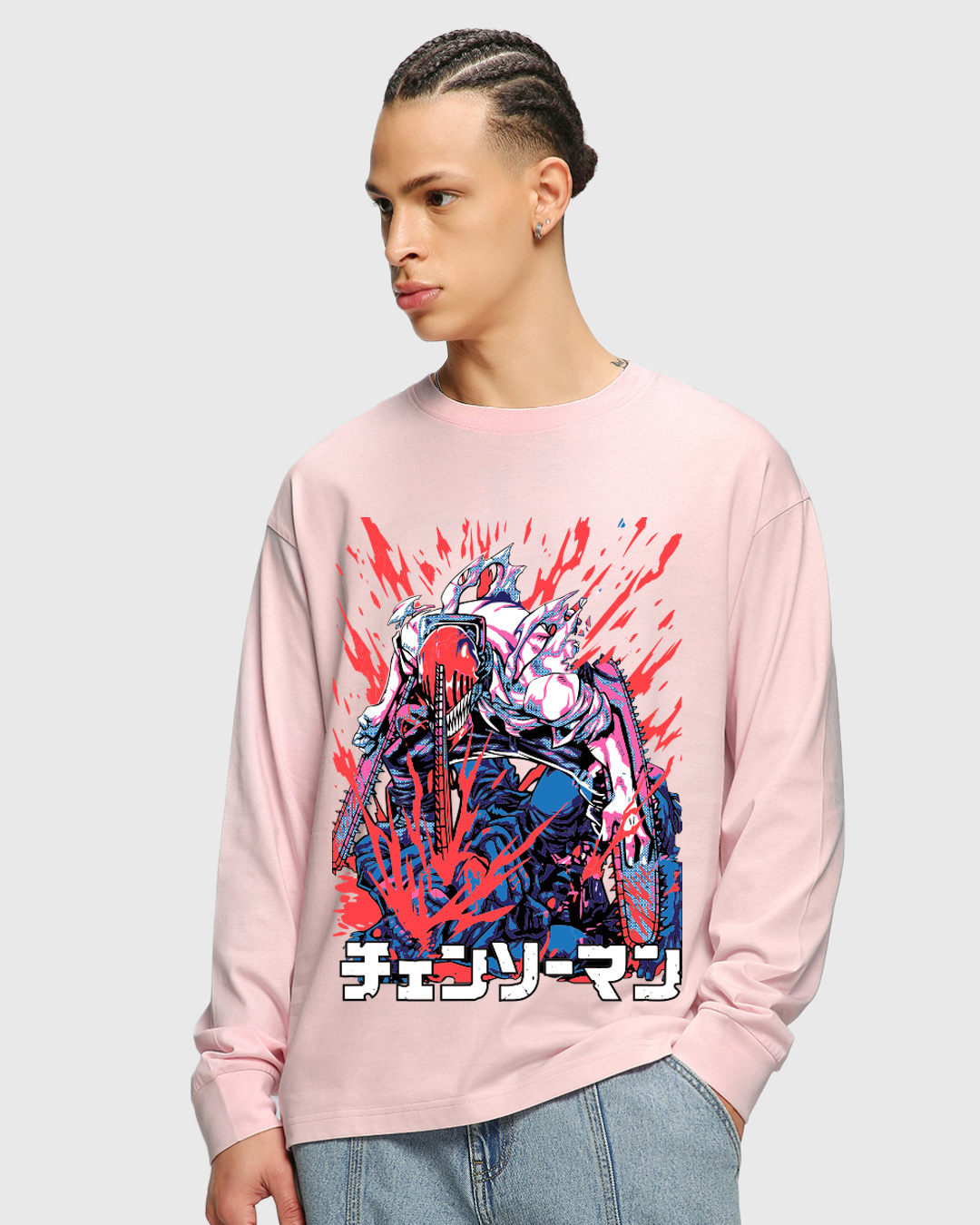 Buy Men's Pink Chainsaw Devil Graphic Printed Oversized T-shirt Online ...