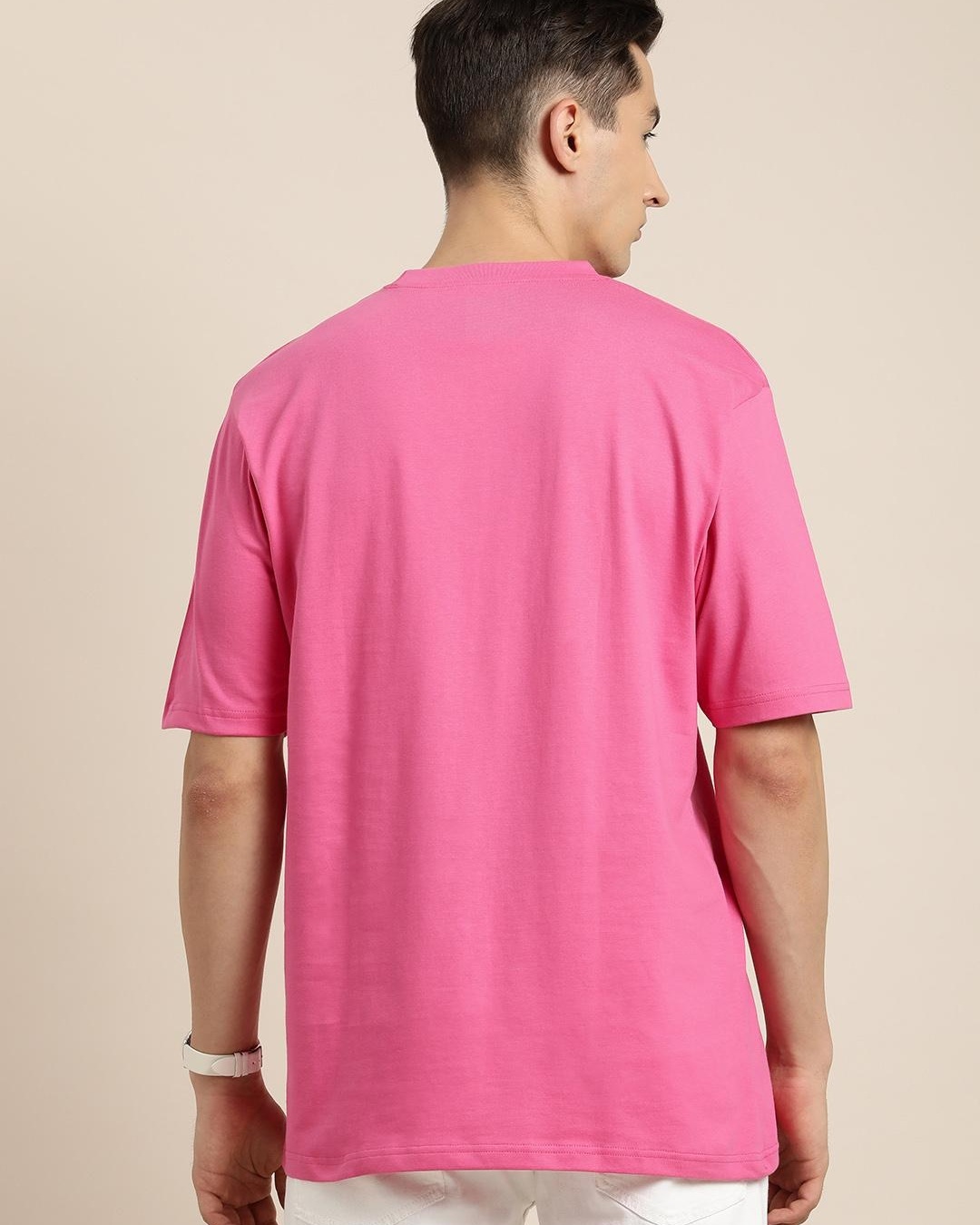 Buy Men's Pink Boston Typography Oversized T-shirt Online at Bewakoof