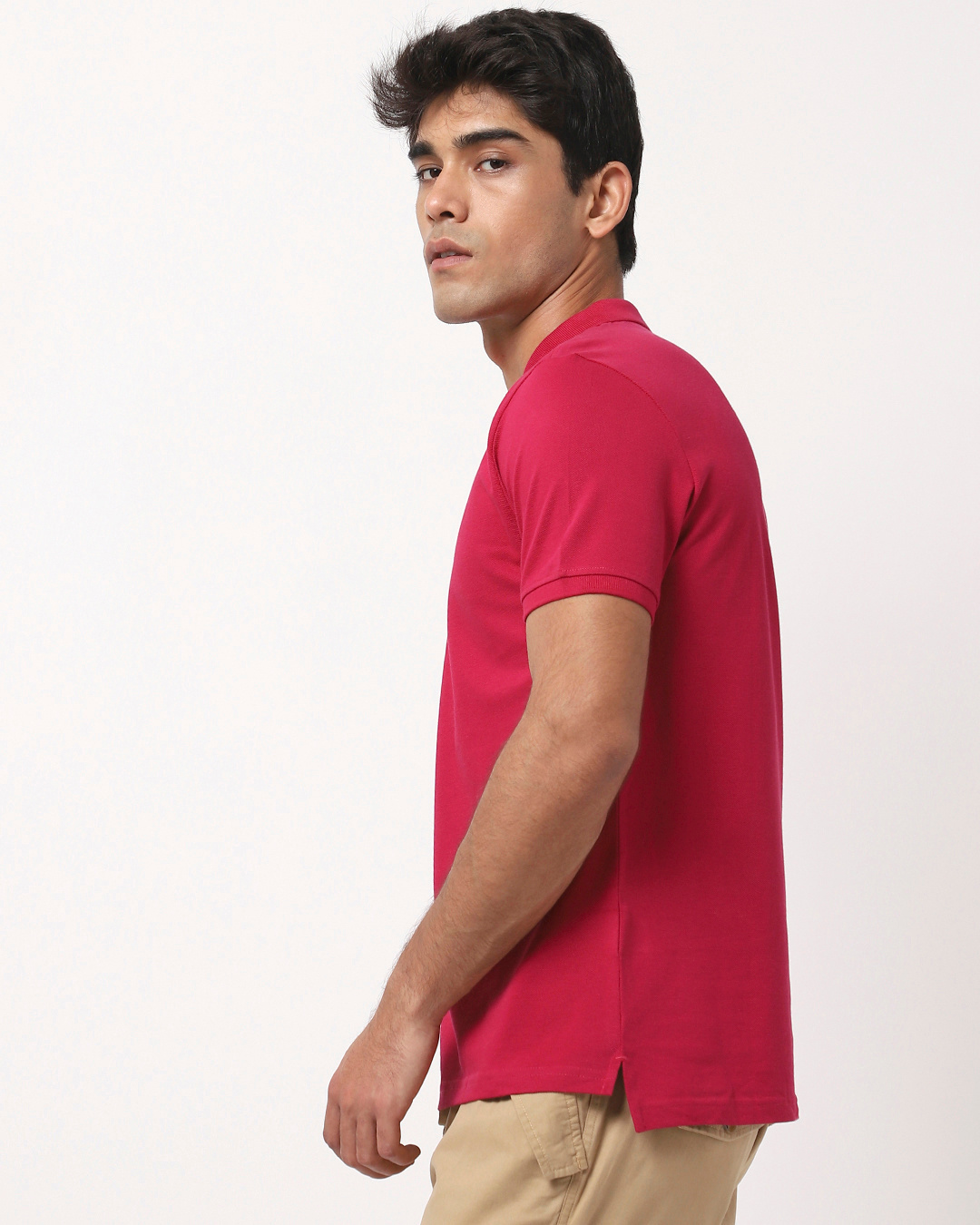 Shop Men's Pink Classic Polo T-shirt-Back