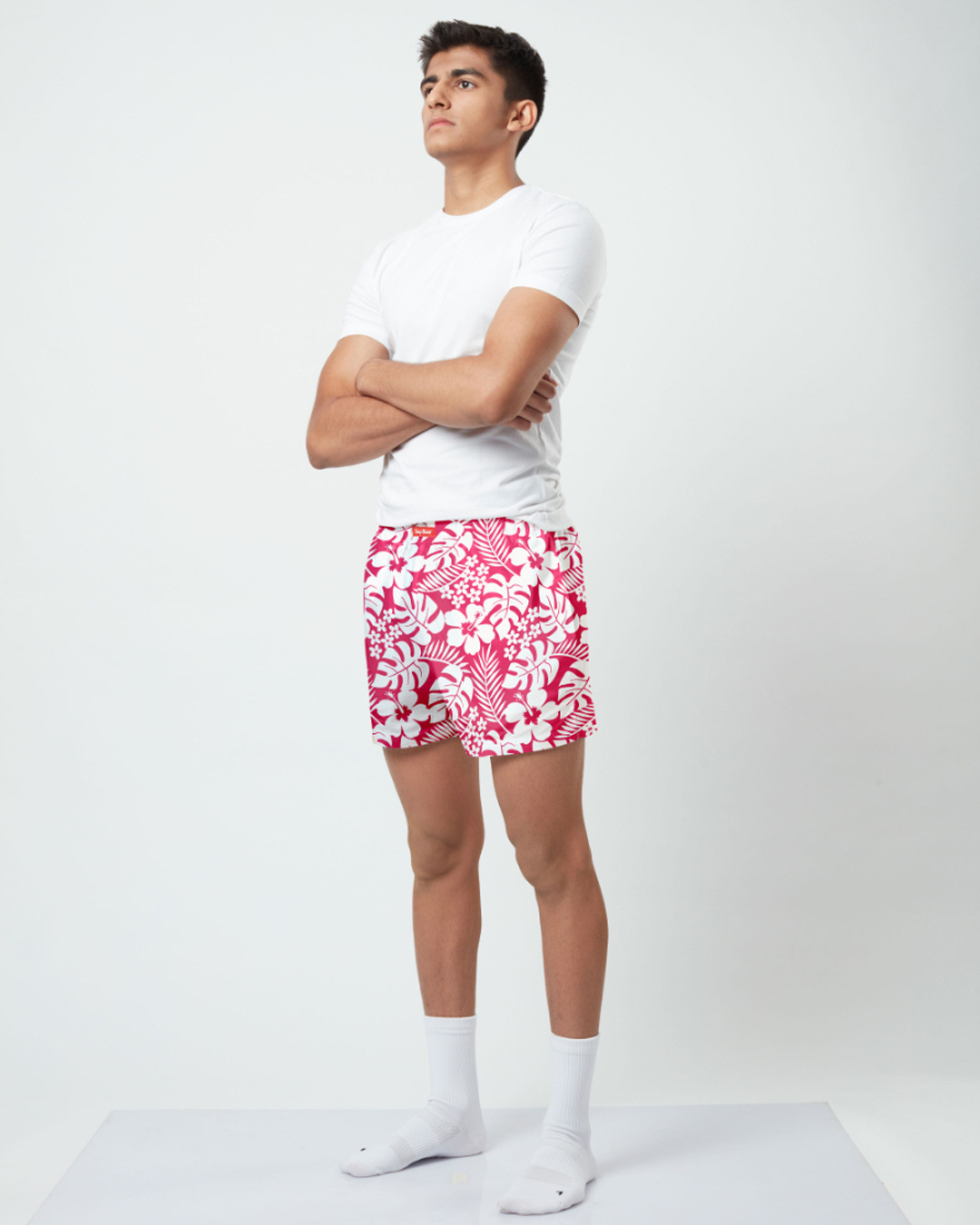 Shop Men's Pink Cotton Pink Hawaii Boxer-Back