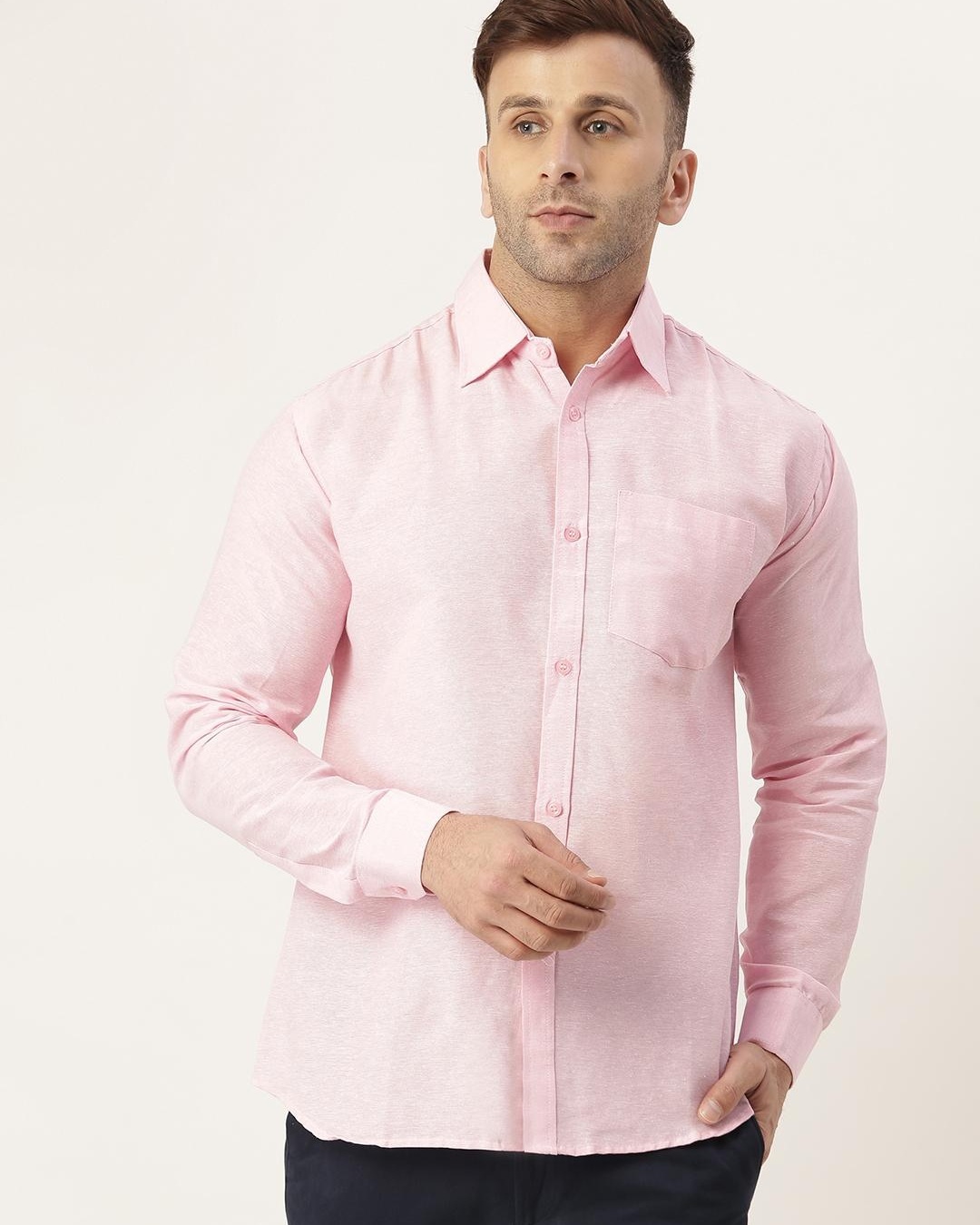 Buy Men's Pink Cotton Shirt Online at Bewakoof