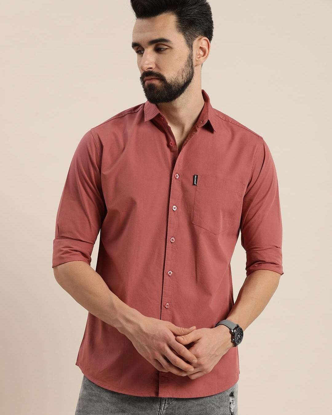 Buy Men's Pink Cotton Shirt Online at Bewakoof