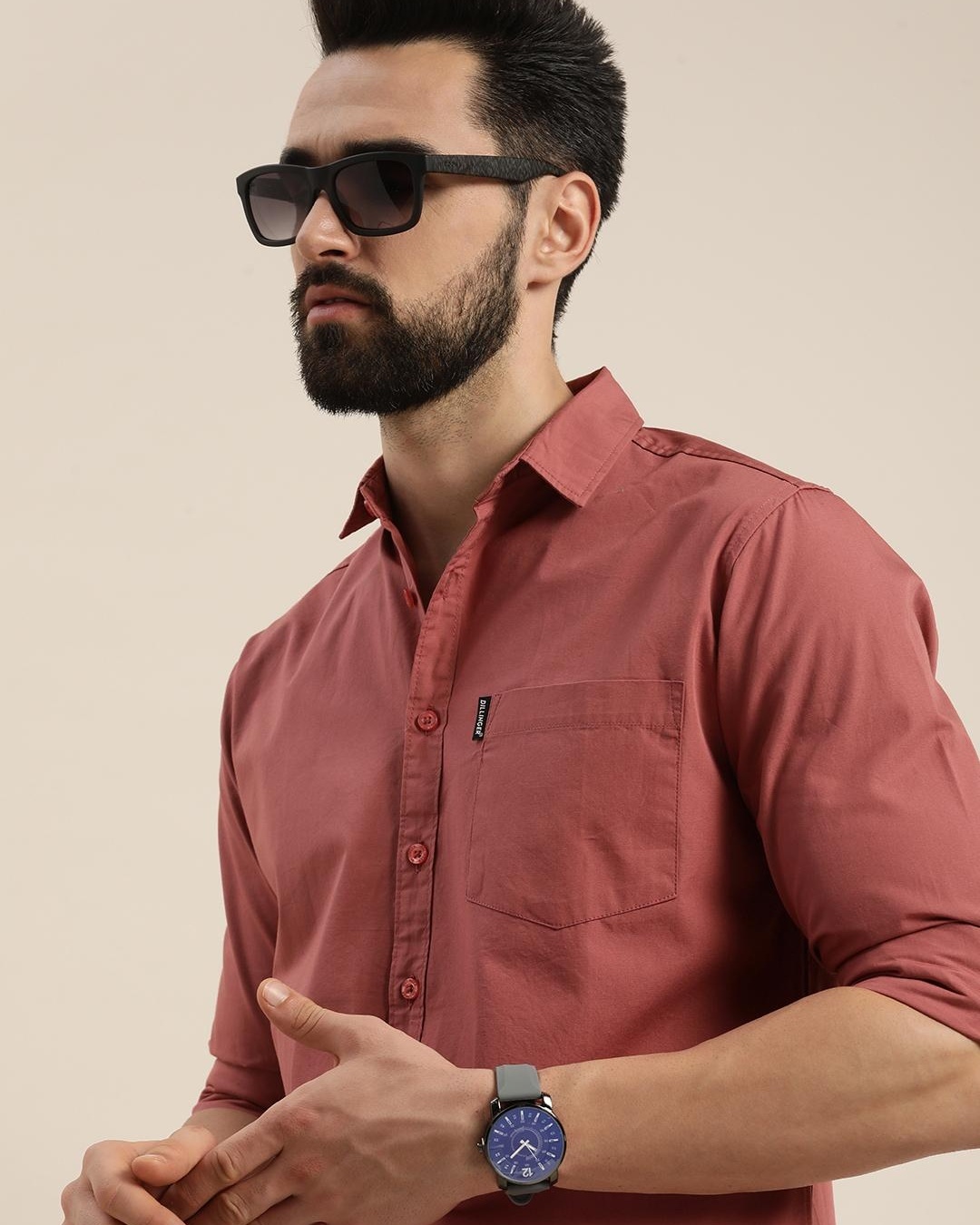 Buy Men's Pink Cotton Shirt Online at Bewakoof