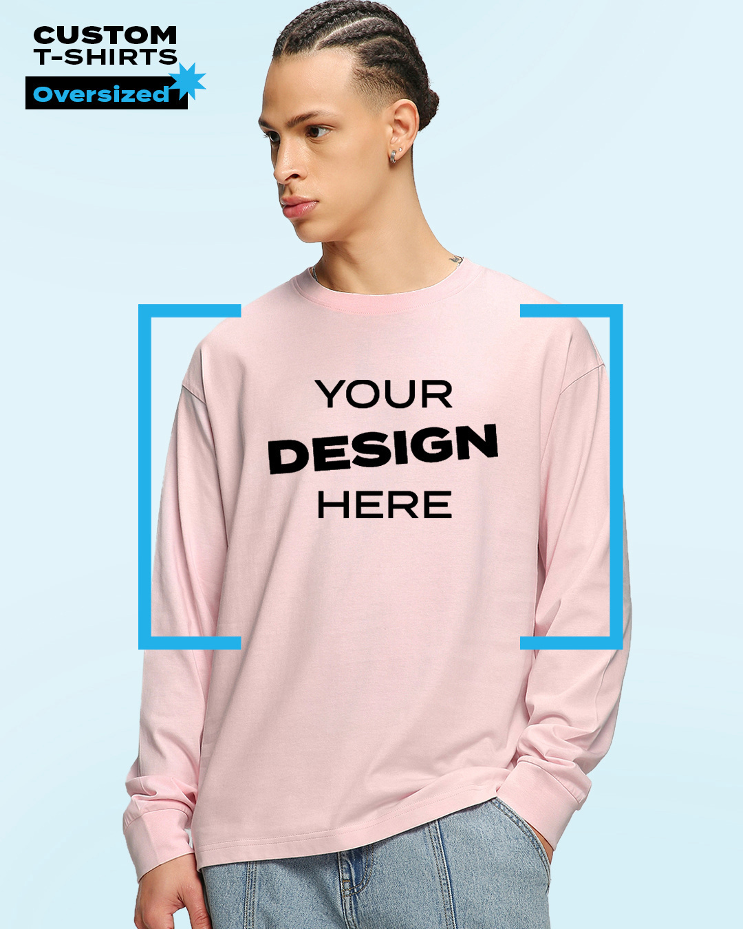 Buy Men's Pink Customizable Oversized T-shirt Online at Bewakoof