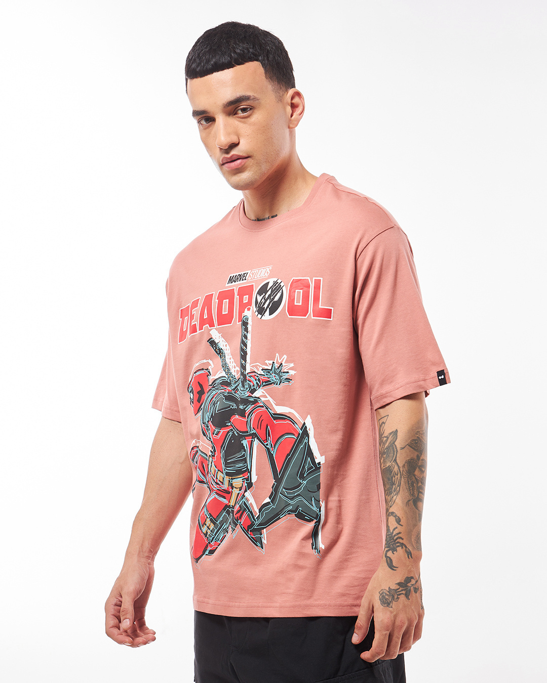 Shop Men's Rose Dawn Deadpool Graphic Printed Oversized T-shirt-Back