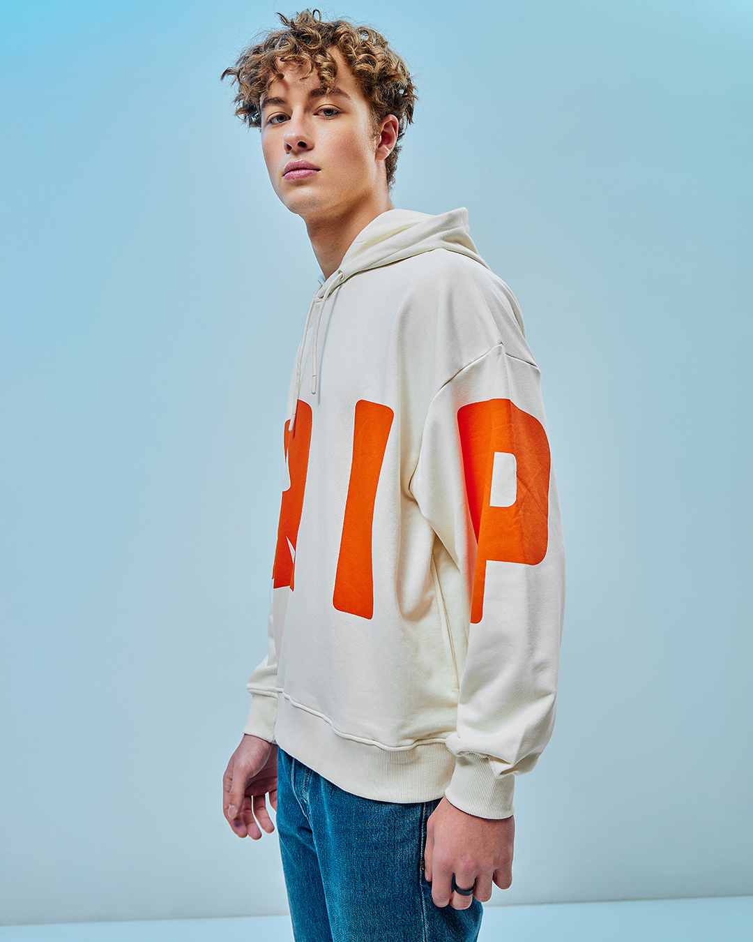 Shop Men's Gardenia Drip Typography Oversized Hoodies-Back