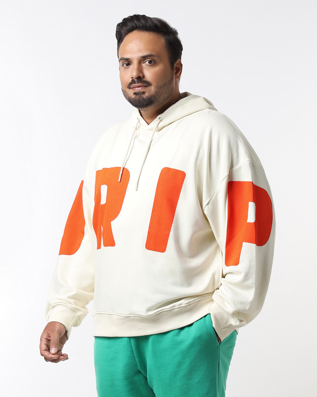 Shop Men's Gardenia Drip Typography Oversized Plus Size Hoodies-Back