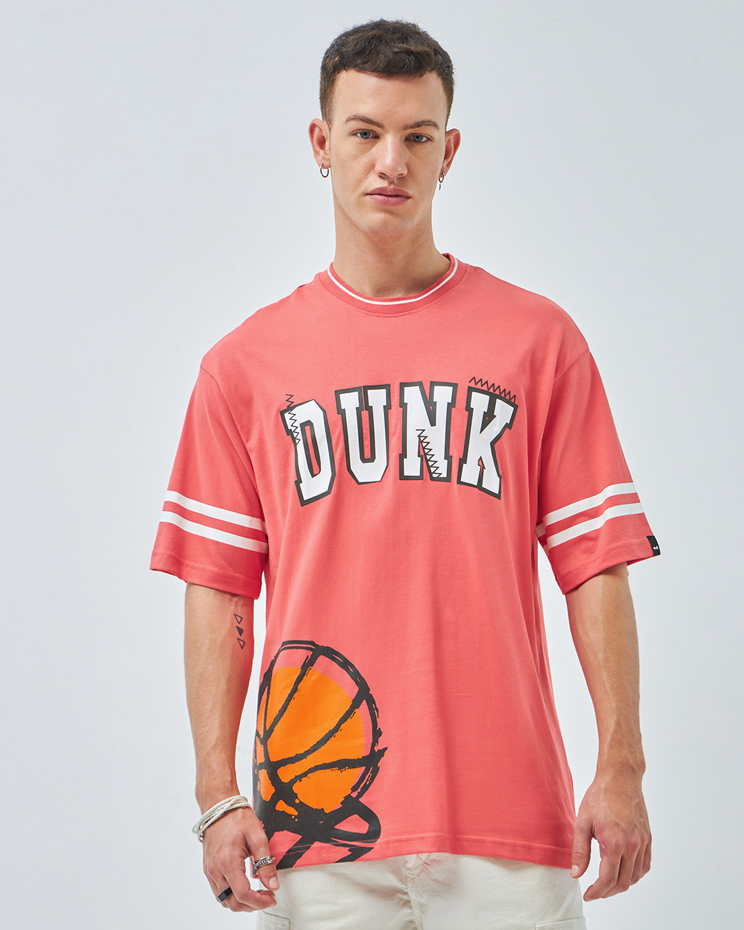 Shop Men's Pink Dunk Graphic Printed Oversized T-shirt-Back