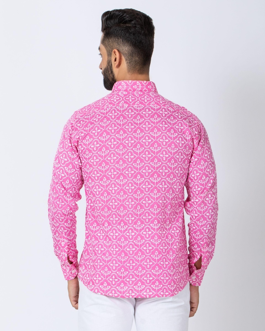 Shop Men's Pink Embroidered Shirt-Back