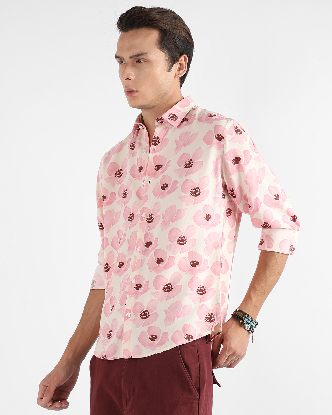 Shop Men's Pink All Over Floral Printed Shirt-Back