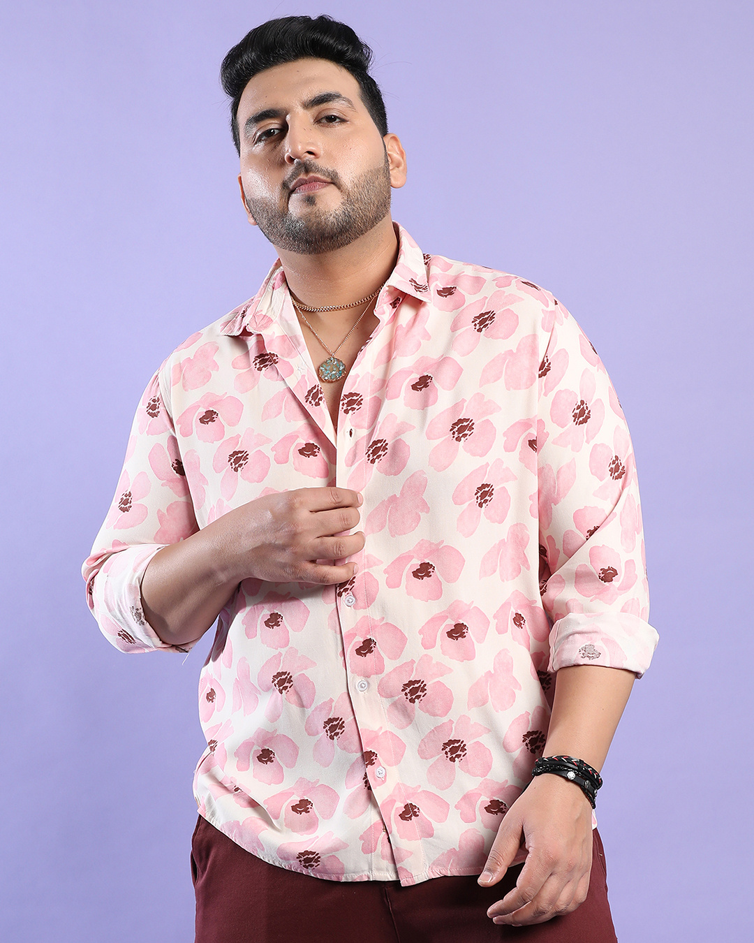 Buy Men's Pink Flower Petals Oversized Plus Size Shirt Online at Bewakoof