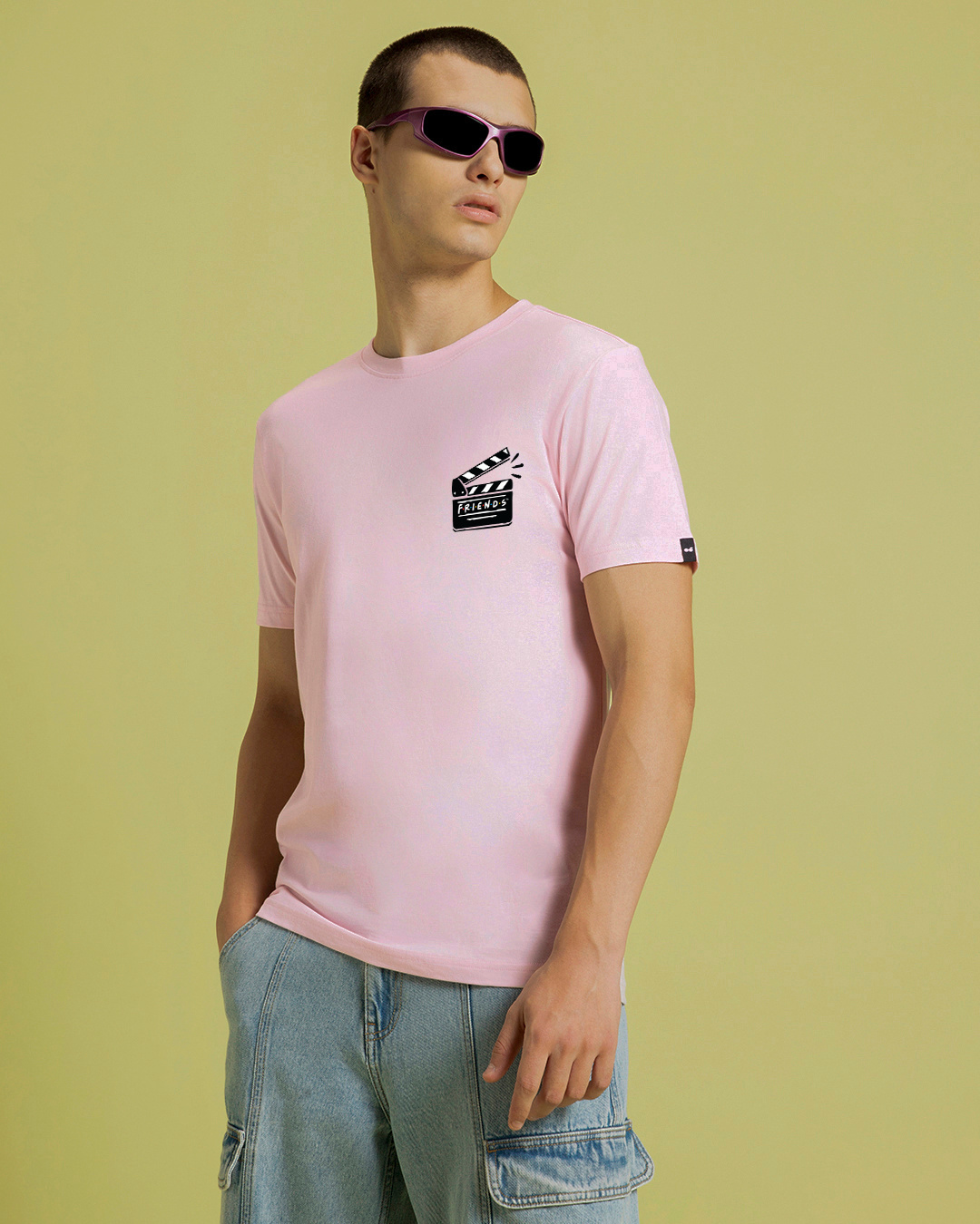 Shop Men's Pink Friends Clapboard Graphic Printed T-shirt-Back
