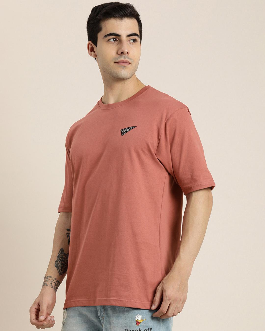 Shop Men's Pink Graphic Printed Oversized T-shirt-Back