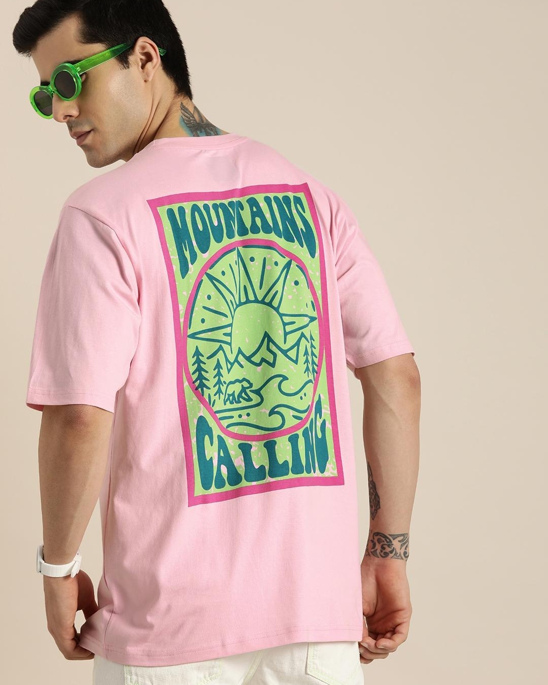 Buy Men's Pink Graphic Printed Oversized Tshirt Online at Bewakoof