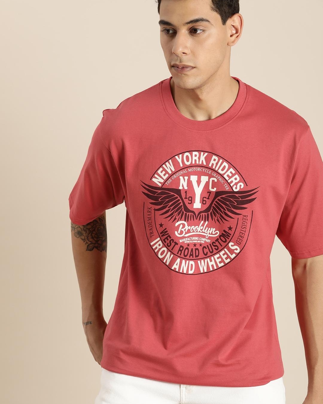 Buy Men's Pink Graphic Printed Oversized Tshirt Online at Bewakoof