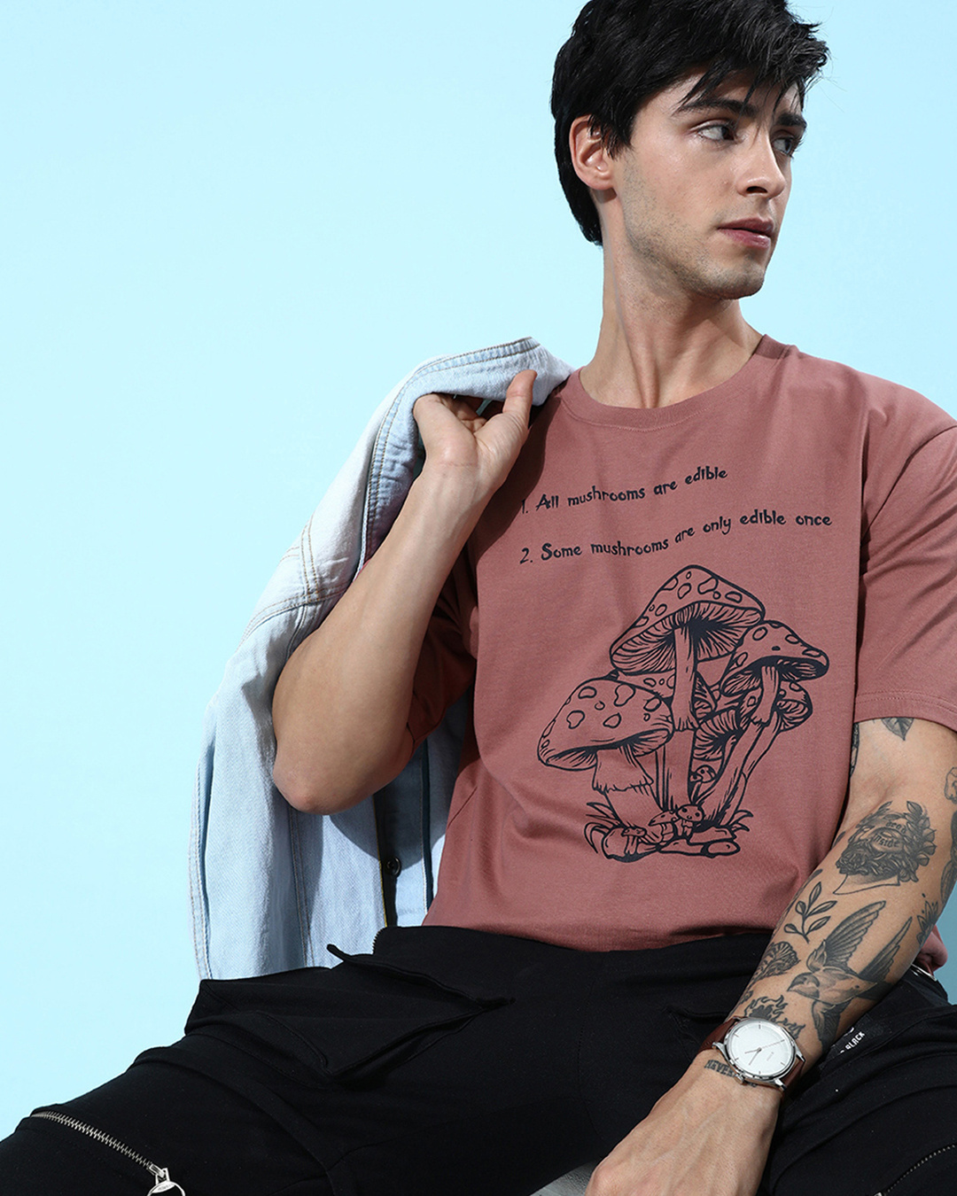 Buy Men's Pink Graphic Printed Oversized Tshirt Online at Bewakoof