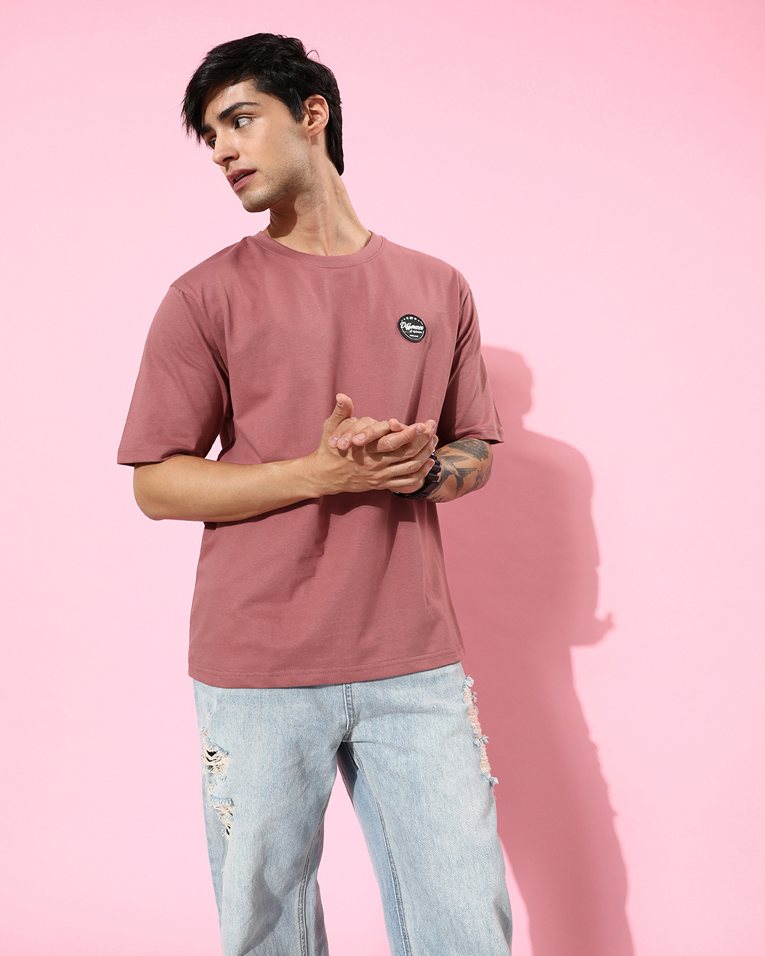 Buy Men's Pink Graphic Printed Oversized Tshirt Online at Bewakoof