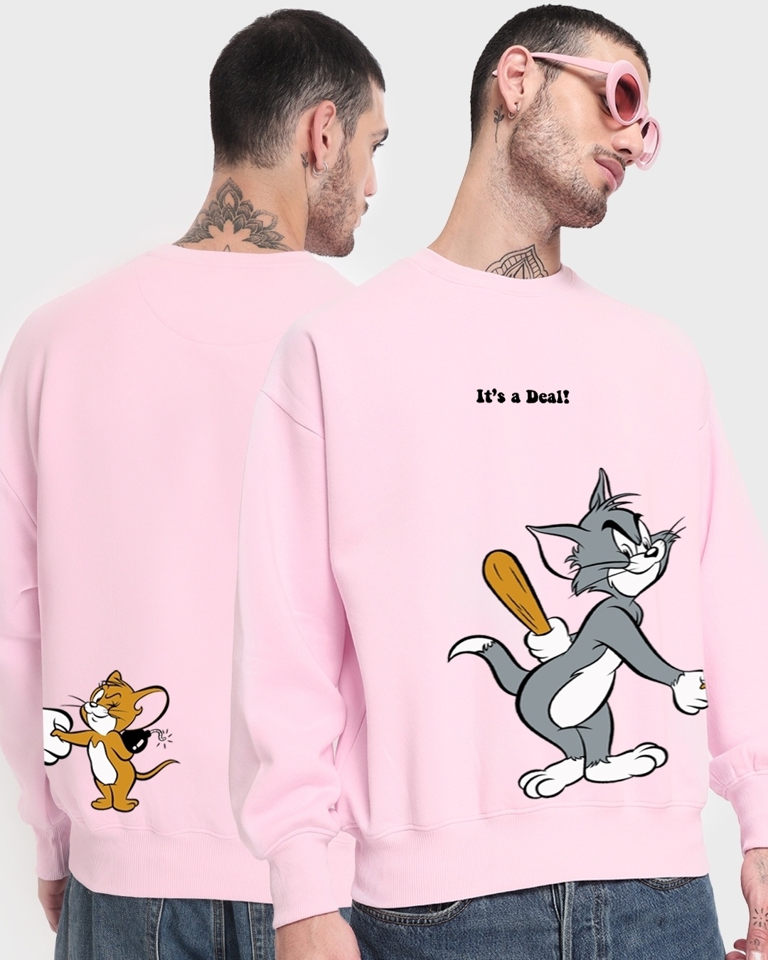 Buy Men's Pink It's a Deal Graphic Printed Oversized Sweatshirt Online at  Bewakoof
