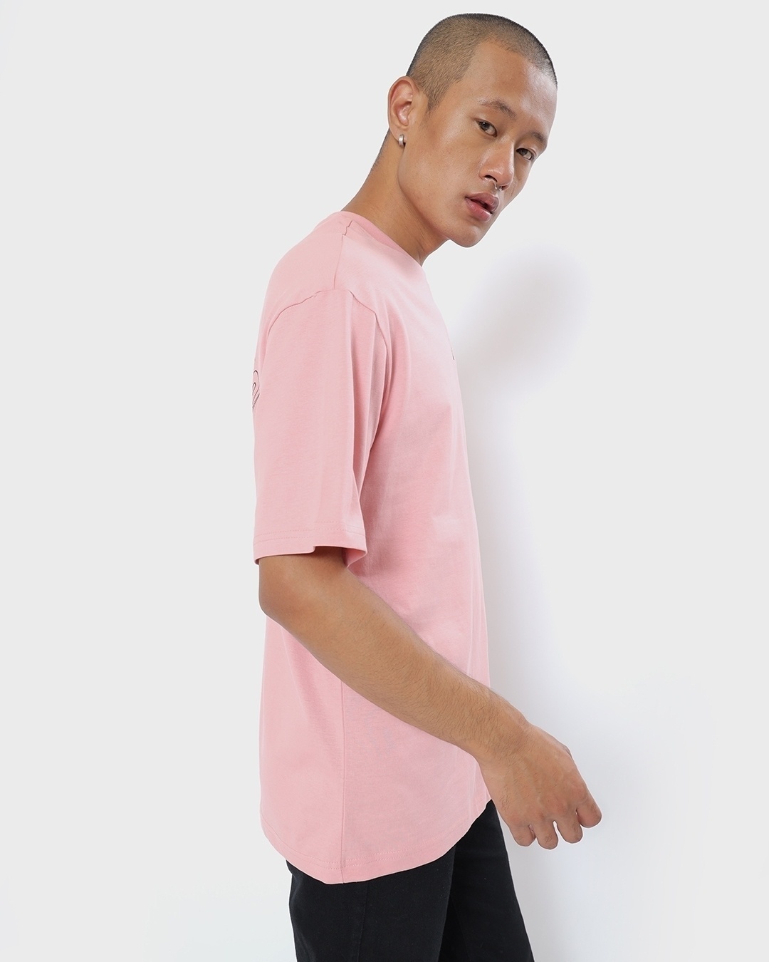Shop Men's Pink Karma Circle Typography Oversized T-shirt-Back