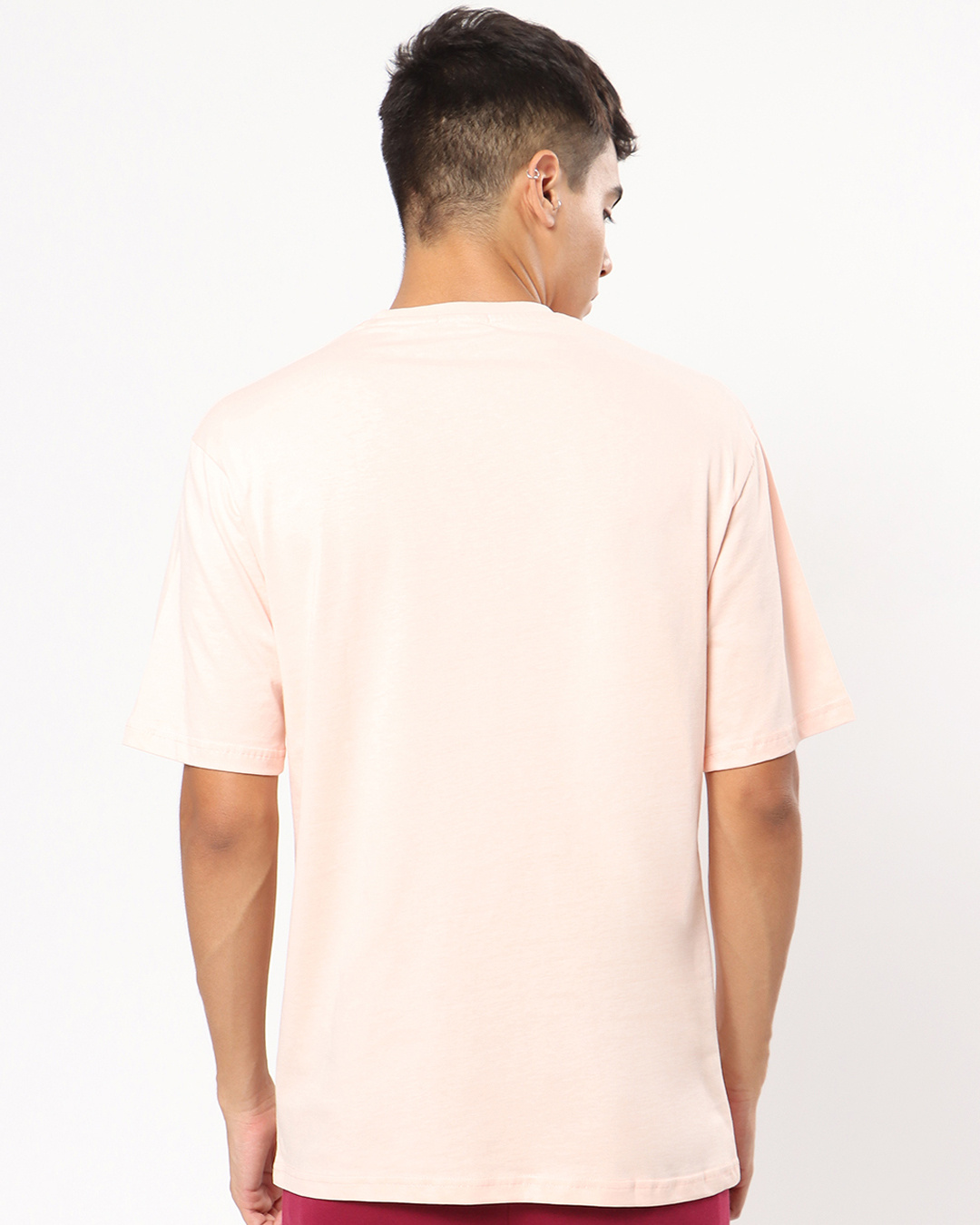 Shop Men's Pink Let me Ovethink This Oversized Fit T-shirt-Back