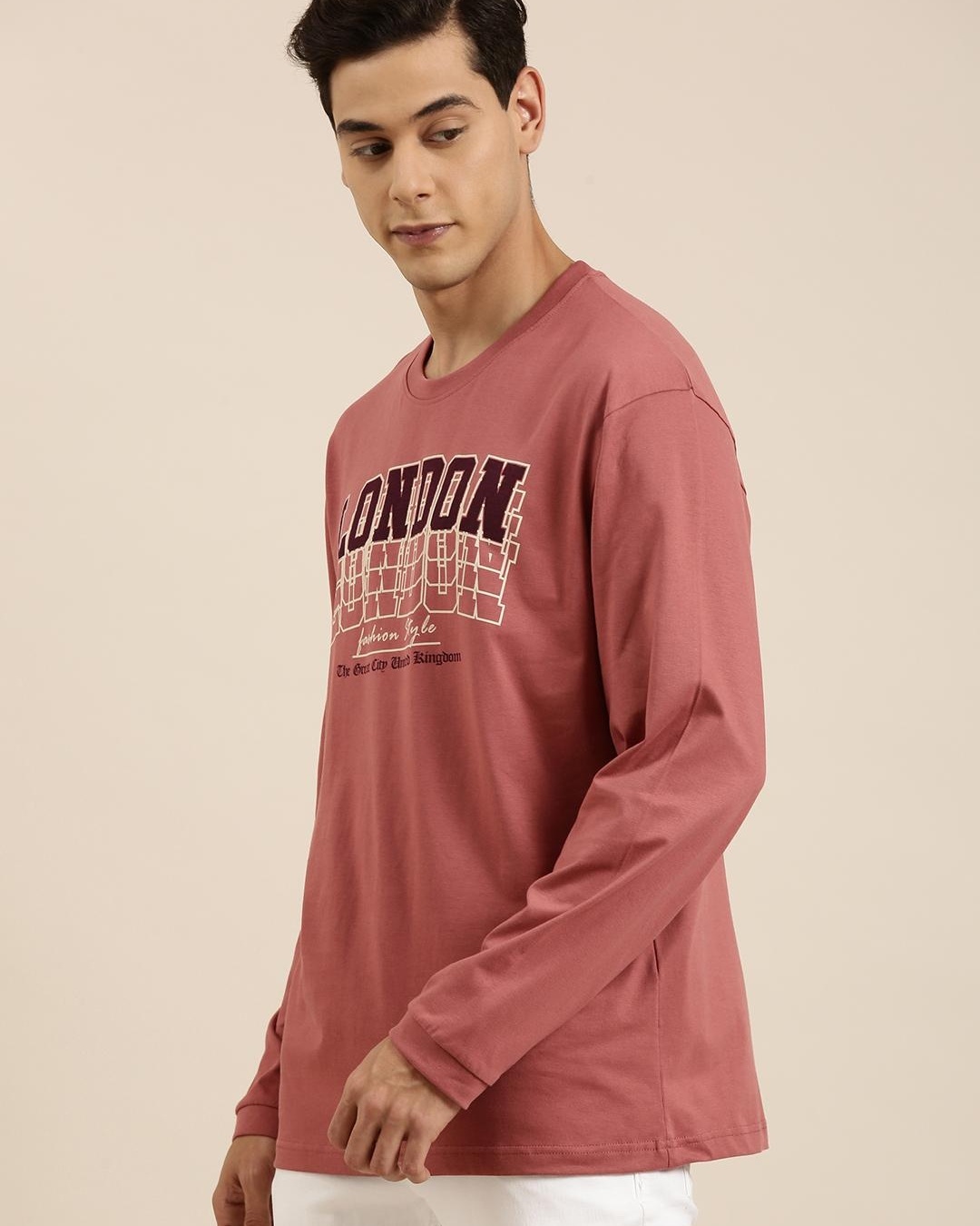 Shop Men's Pink London Typography Oversized T-shirt-Back