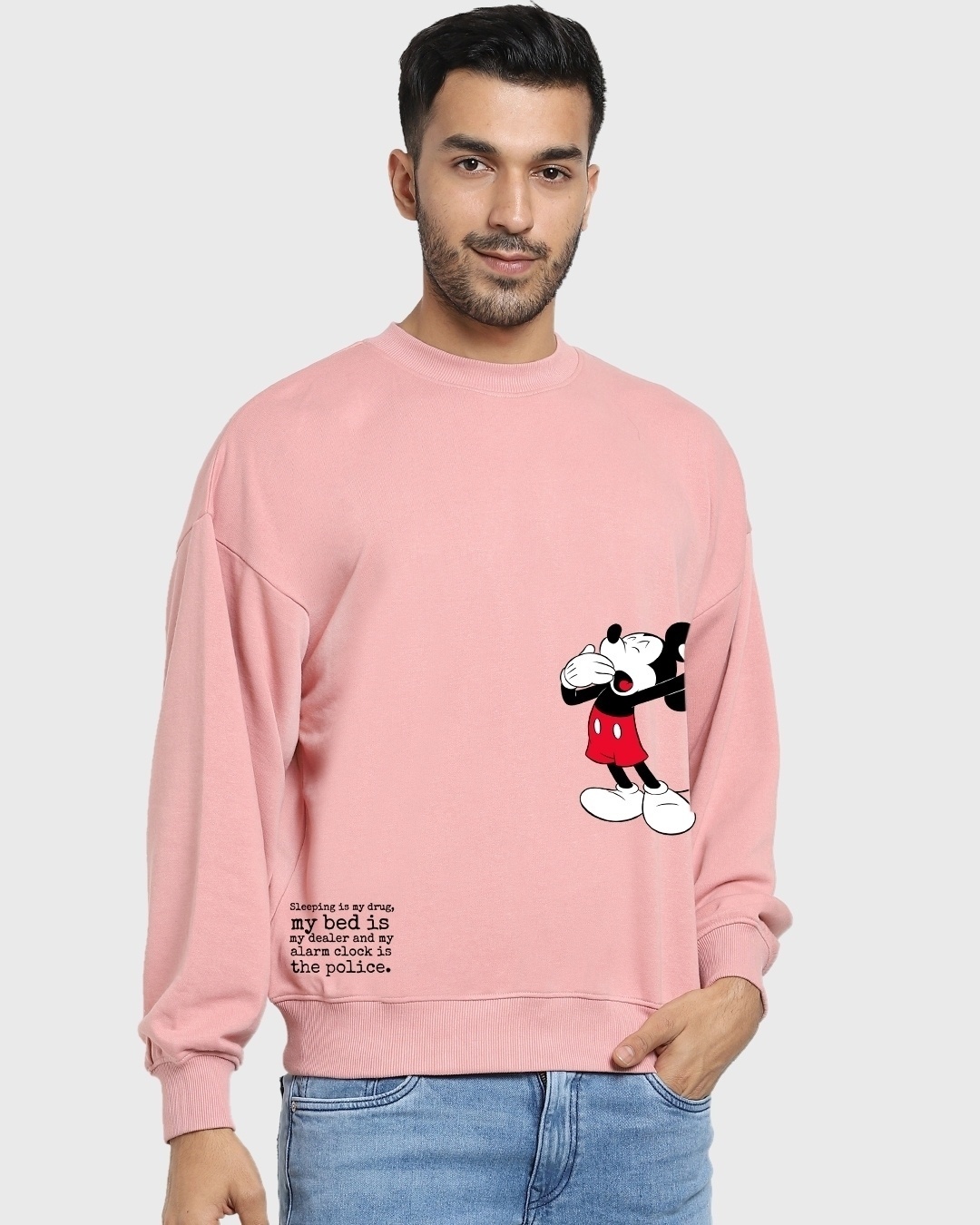 Shop Men's Pink My Drug Graphic Printed Oversized Sweatshirt-Back