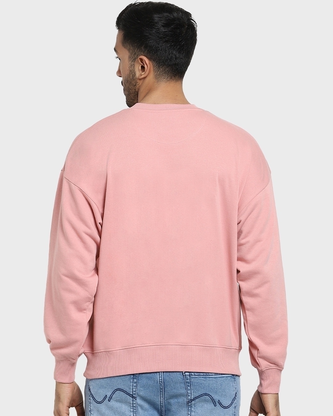 Shop Men's Pink Never Mind Typography Oversized Sweatshirt-Back