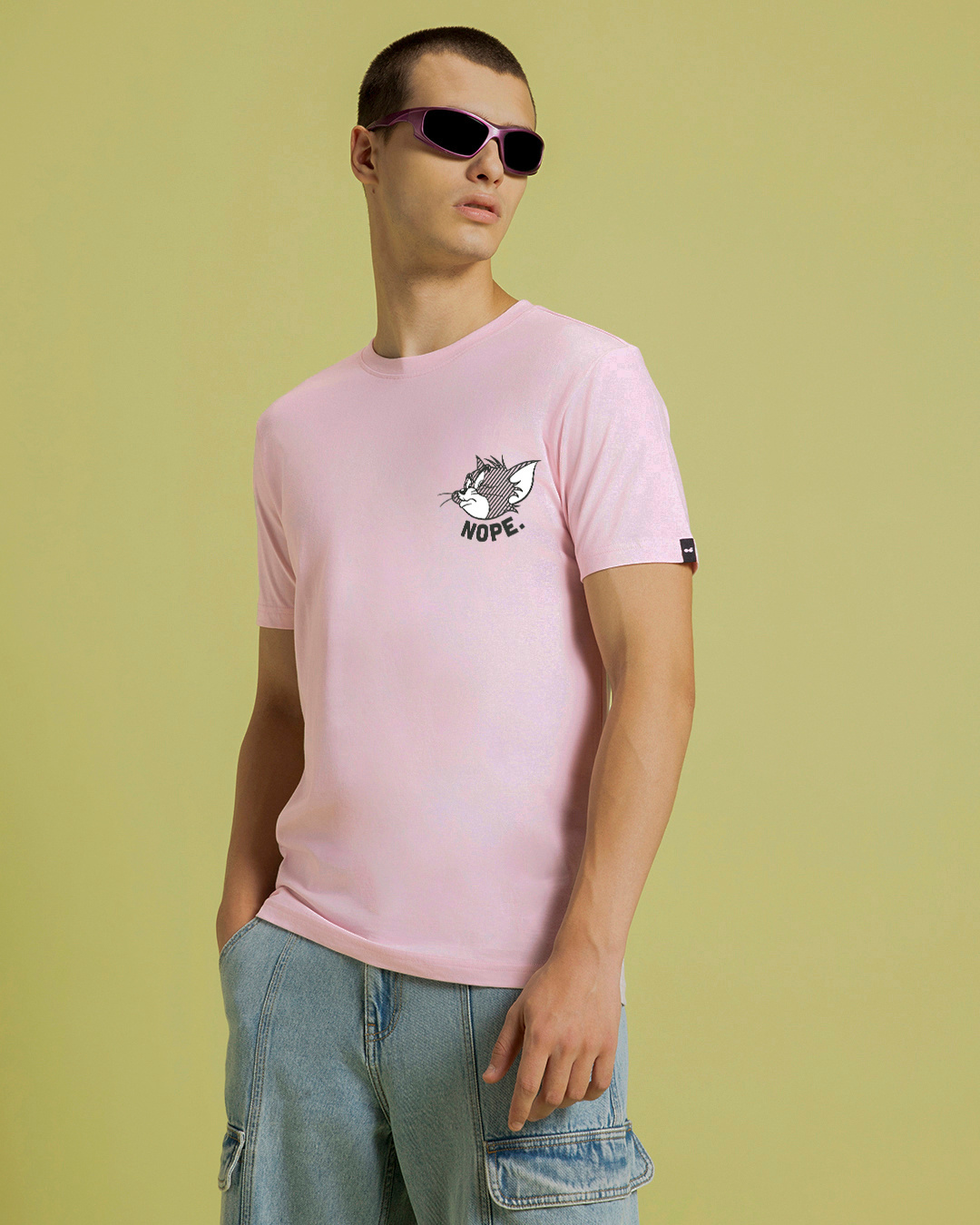 Shop Men's Pink Nope Graphic Printed T-shirt-Back