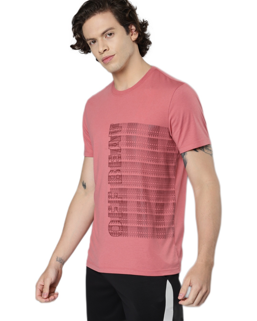 Shop Men's Pink Off Beat Typography Slim Fit T-shirt-Back