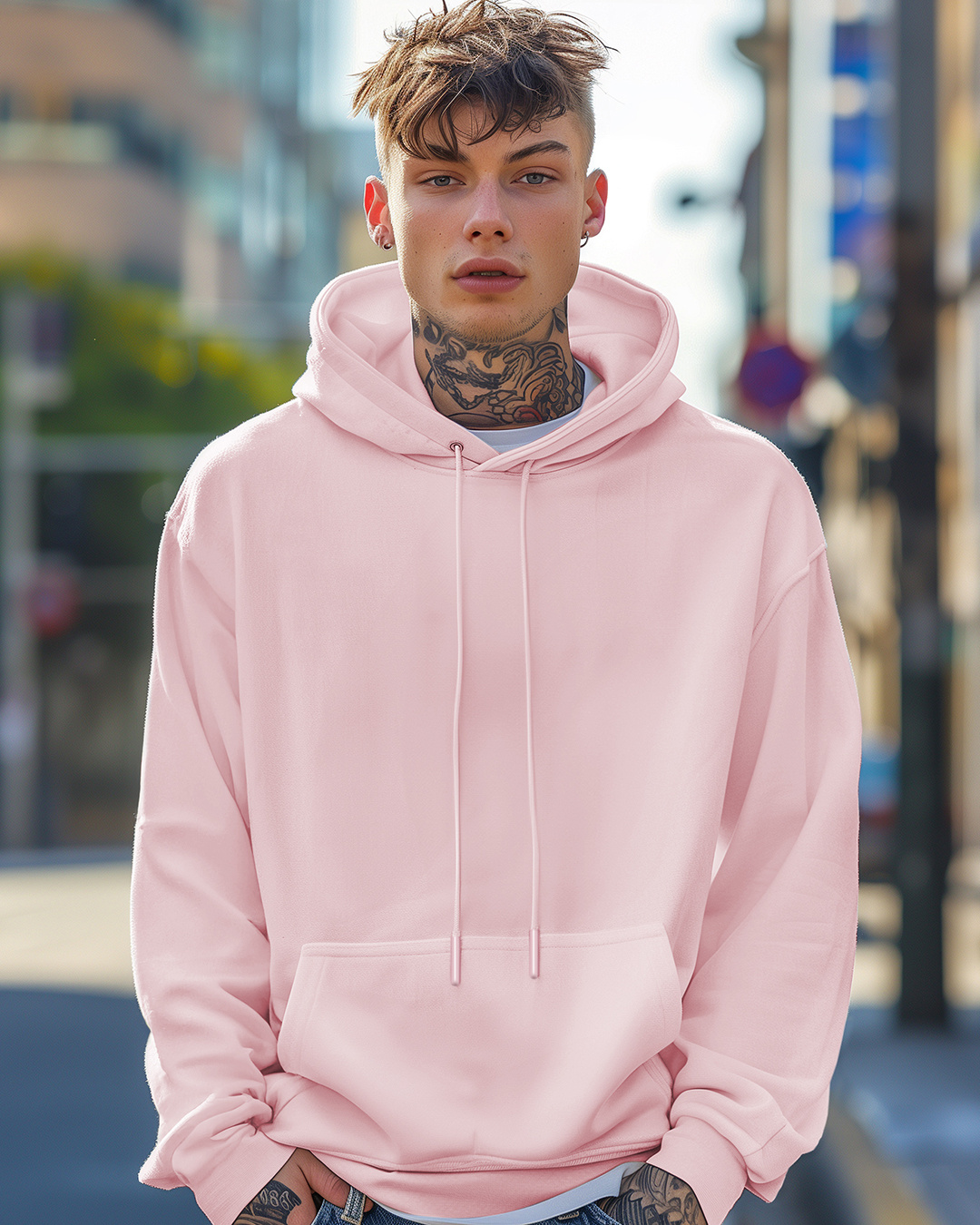 Men in pink hoodie sale