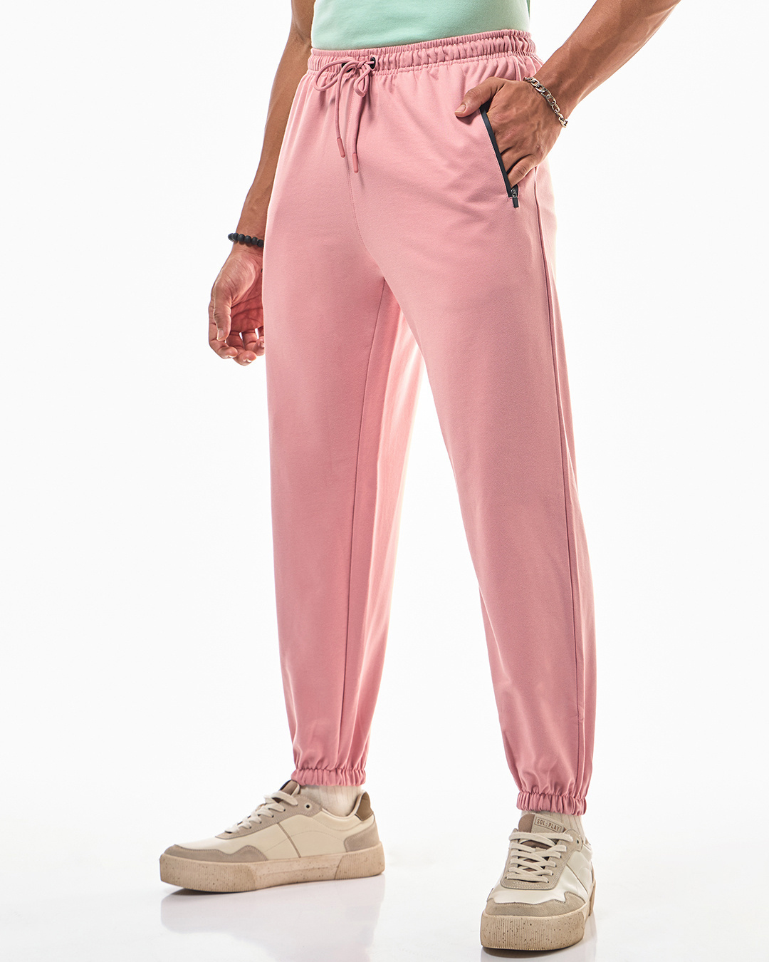 Shop Men's Pink Oversized Joggers-Back