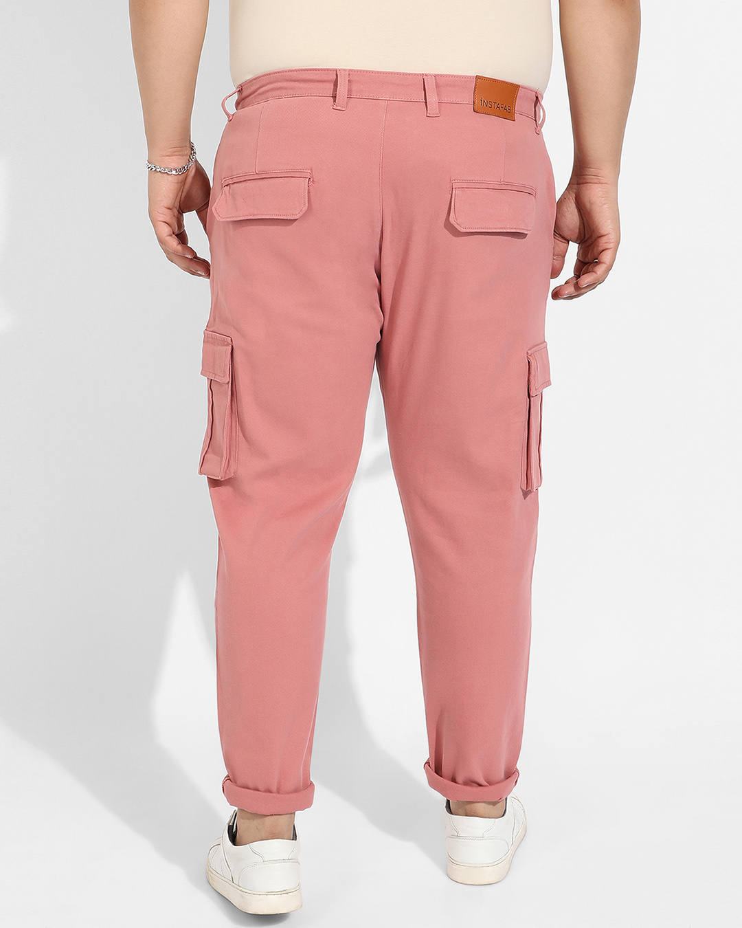Pink Cargo Pant Wide Leg Elastic Waist Cotton Twill | Ally Fashion